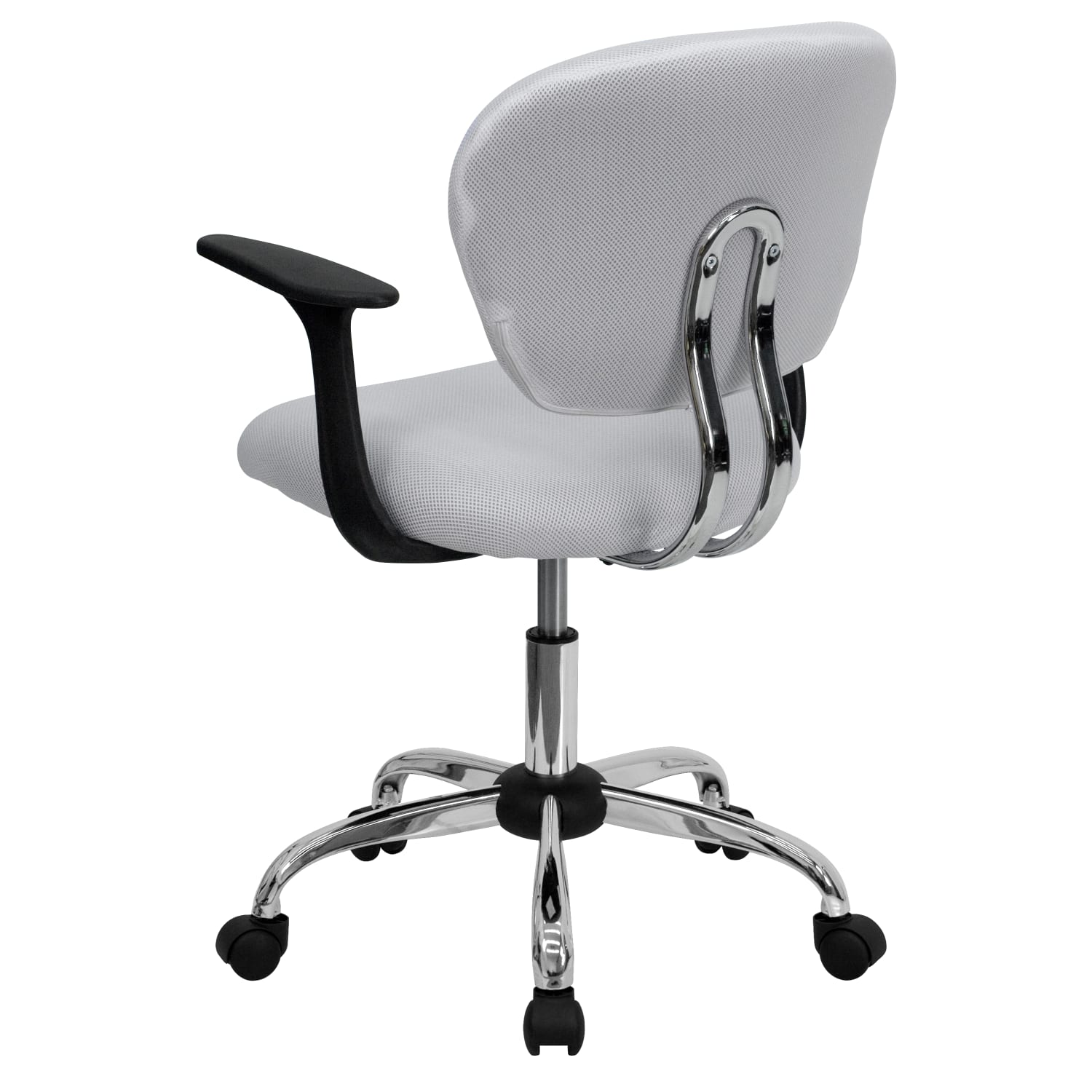 Flash Furniture Mesh Mid-Back Swivel Task Chair With Arms, White/Silver - Image 6