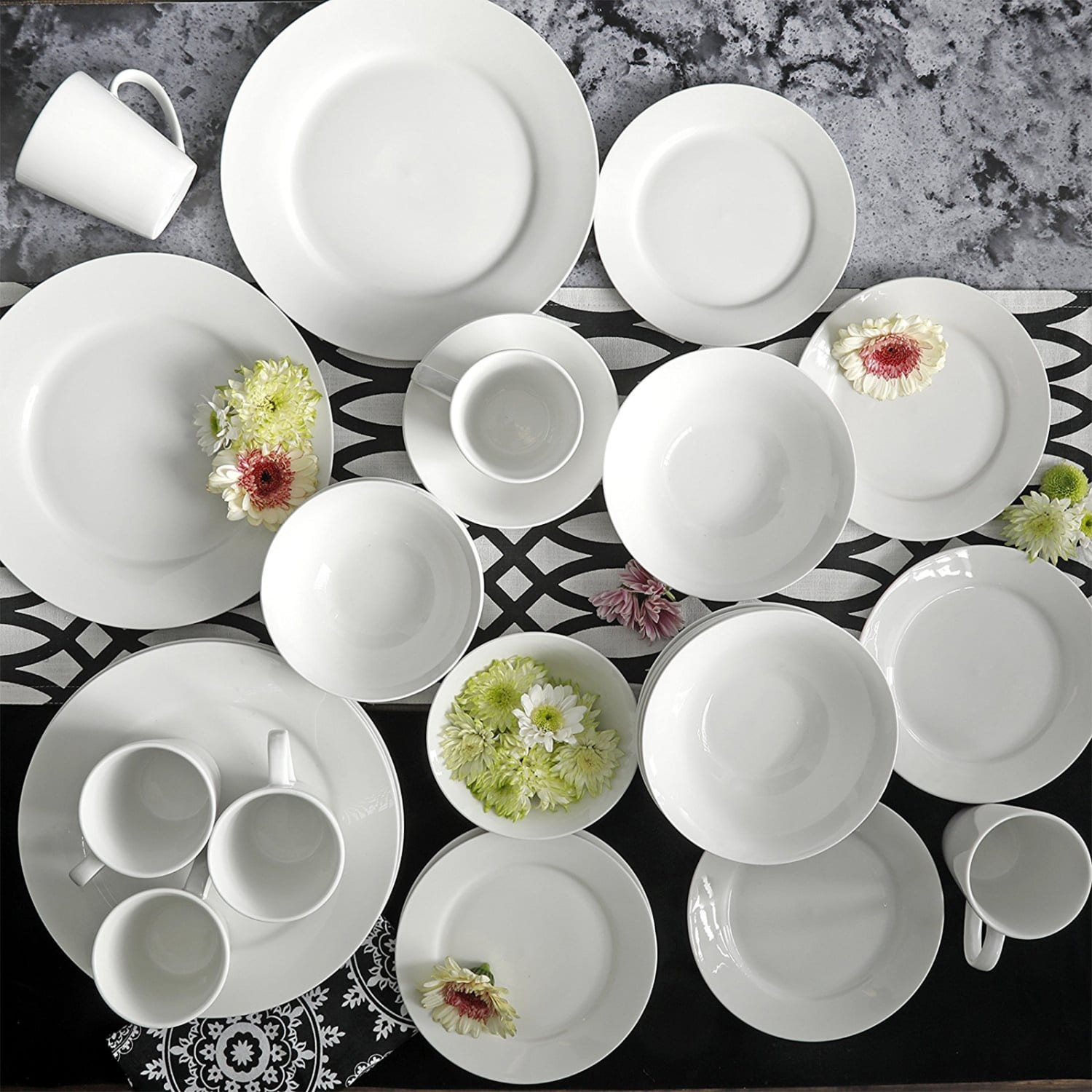 Gibson Home Noble Court 30-Piece Ceramic Dinnerware Set, White - Image 4