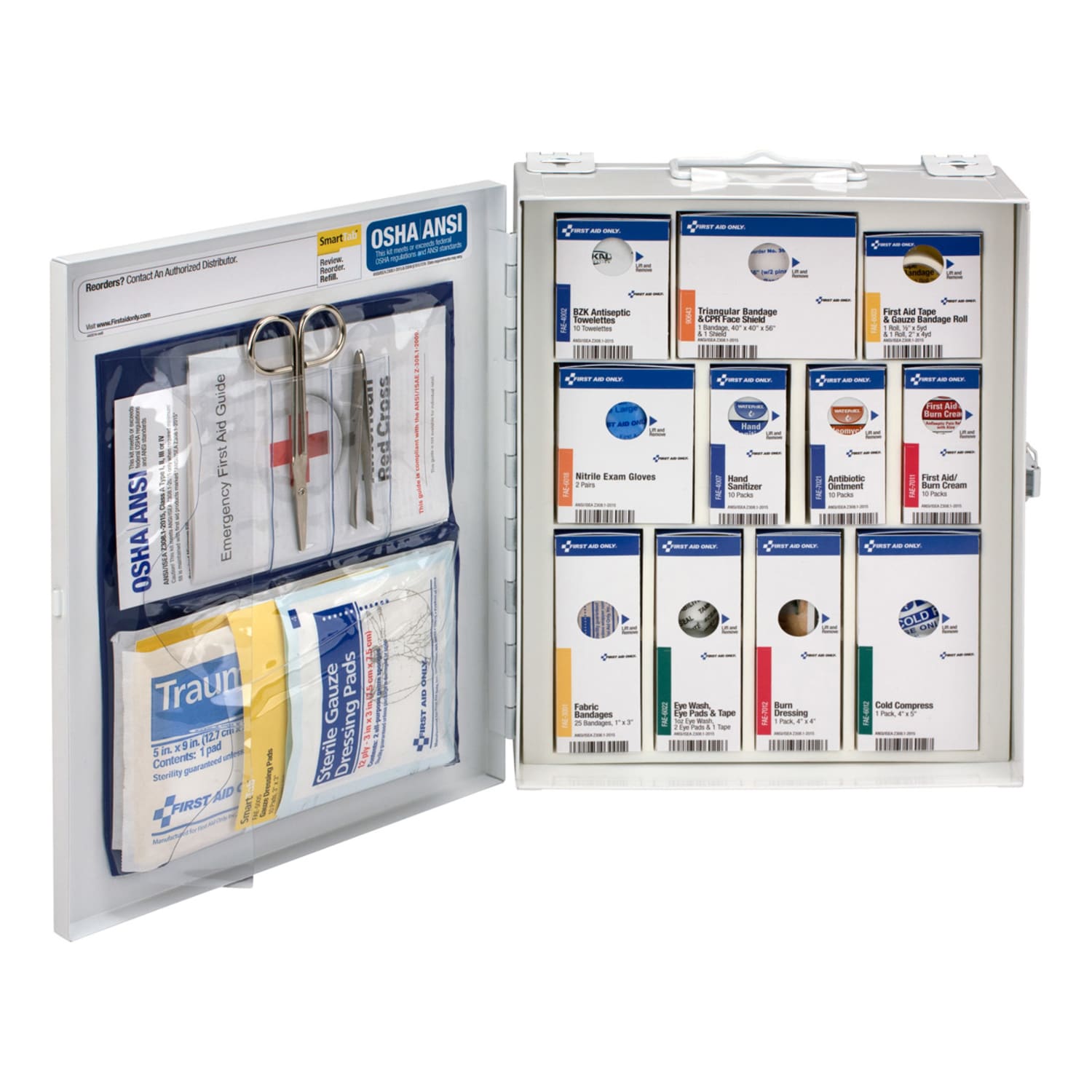 First Aid Only SmartCompliance Metal First Aid Cabinet,Medium, White, 94 Pieces - Image 3