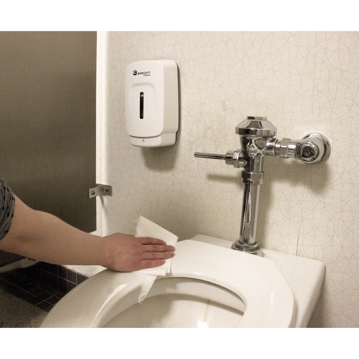 Hospeco EvoGen No-Touch Foam Wall-Mounted Toilet Seat Cleaner Dispenser, 9-1/2inH x 5-1/8inW x 4inD, White - Image 4