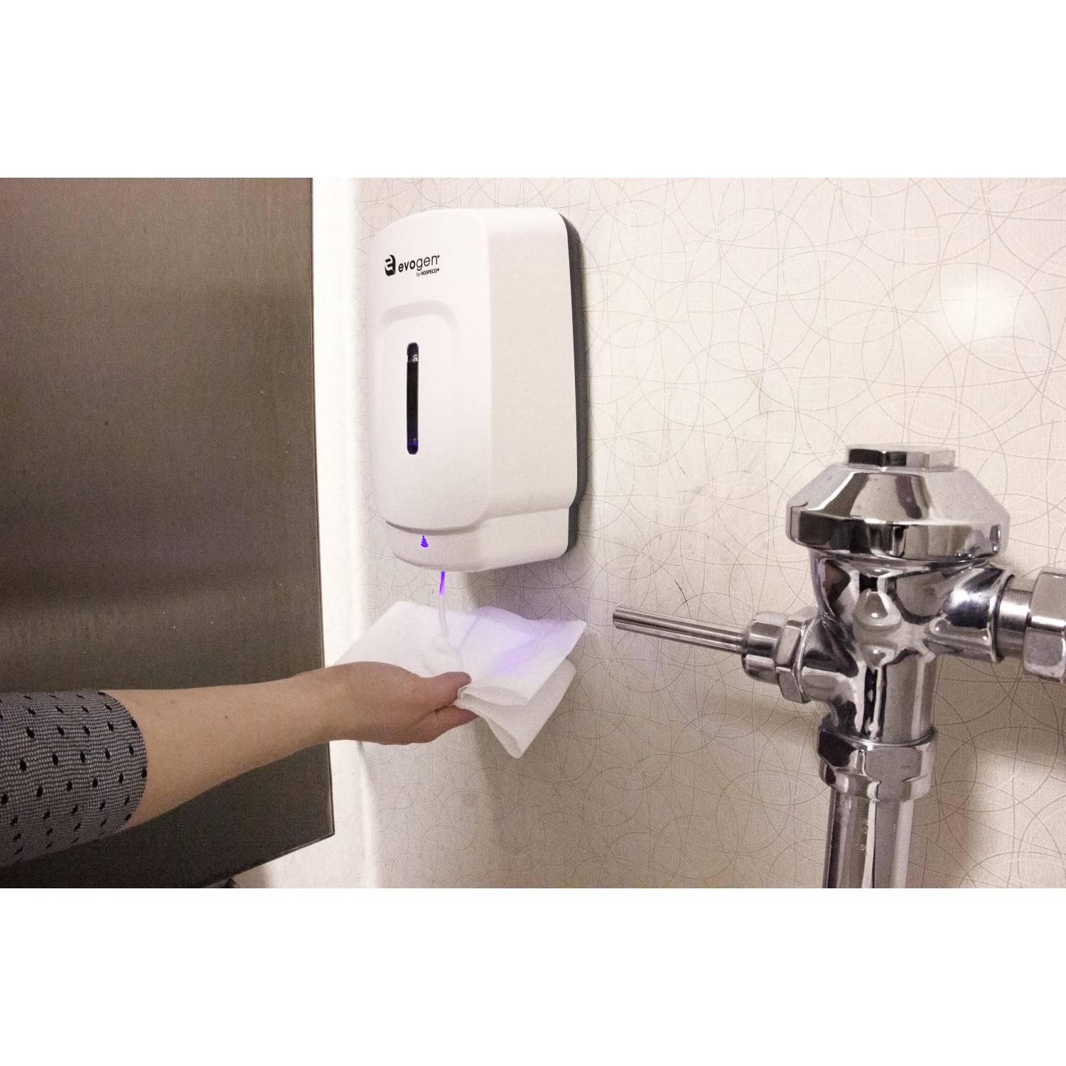 Hospeco EvoGen No-Touch Foam Wall-Mounted Toilet Seat Cleaner Dispenser, 9-1/2inH x 5-1/8inW x 4inD, White - Image 5