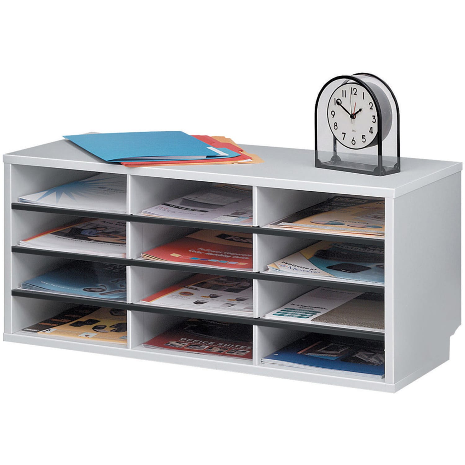 Fellowes 12-Compartment Desktop Organizer, 12 15/16in x 11 7/8in, Dove Gray - Image 4
