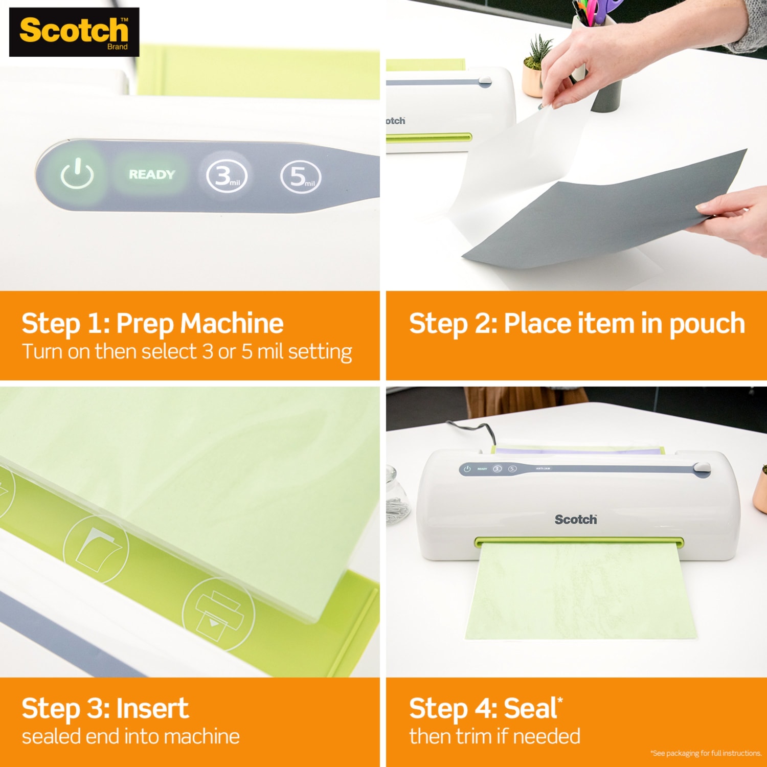 Scotch Self-Seal Laminating Pouches, 8-1/2in x 11in, Clear, Pack of 10 Laminating Sheets - Image 4