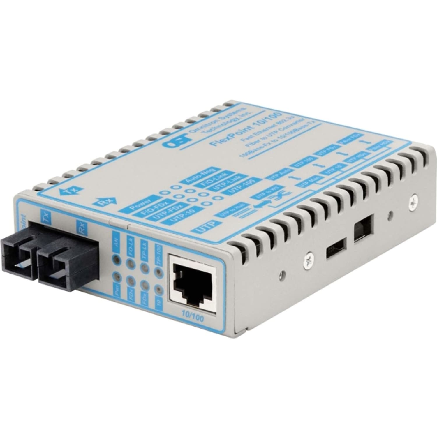 Omnitron FlexPoint 10/100 - Fiber media converter - 100Mb LAN - 10Base-T, 100Base-FX, 100Base-TX - RJ-45 / SC single-mode - up to 74.6 miles - 1550 nm - Image 3