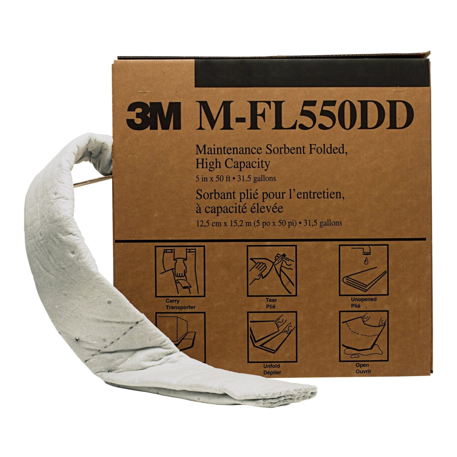 3M Maintenance Sorbent Folded Rolls, 5in x 600in, Gray, Case Of 3 Rolls - Image 3