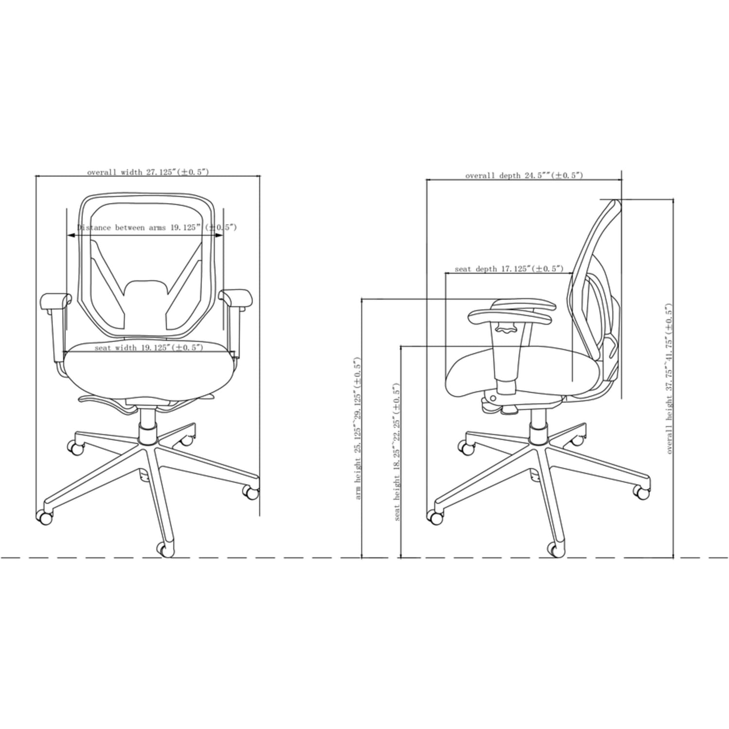 Lorell Self-Tilt Mid-Back Chair, Fabric Back, Black - Image 4