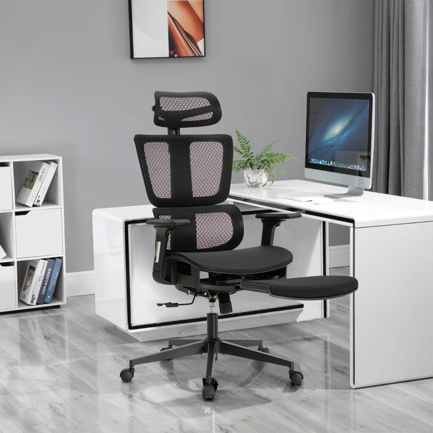 ALPHA HOME Ergonomic Mesh HighBack Office Task Chair With Retractable Footrest Black PopularChairscom ALPHA HOME Ergonomic Mesh High Back Office Task Chair With Retractable Footrest Black PopularChairscom