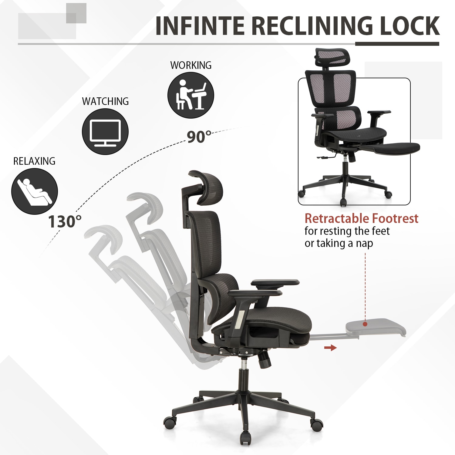 ALPHA HOME Ergonomic Mesh HighBack Office Task Chair With Retractable Footrest Black PopularChairscom ALPHA HOME Ergonomic Mesh High Back Office Task Chair With Retractable Footrest Black PopularChairscom