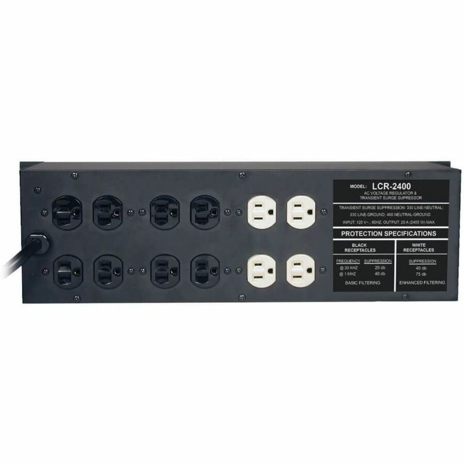 Eaton Tripp Lite Series 2400W Rackmount Line Conditioner w/ AVR/Surge Protection 120V 20A 60Hz 14 Outlet 12ft Cord Power Conditioner - LCR2400 - Image 3