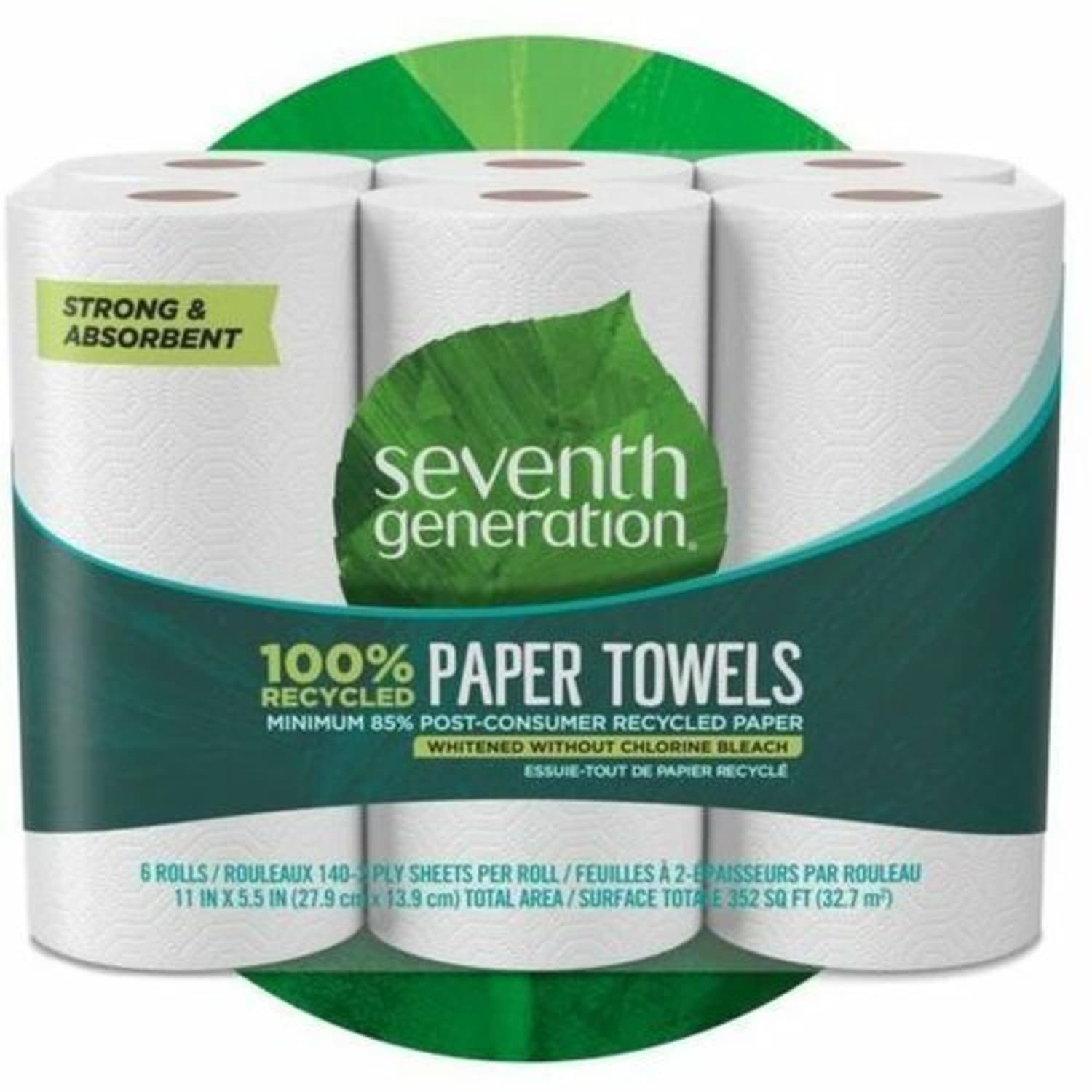 Seventh Generation Right-Size 2-Ply Paper Towels, 100% Recycled, 156 Sheets Per Roll, Pack Of 24 Rolls - Image 6