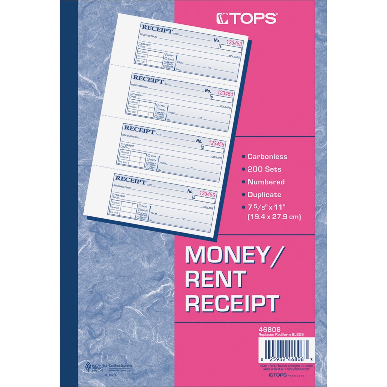 Adams Manifold Money Receipt Book, 2 Parts, 2-3/4in x 7-1/4in - Image 4