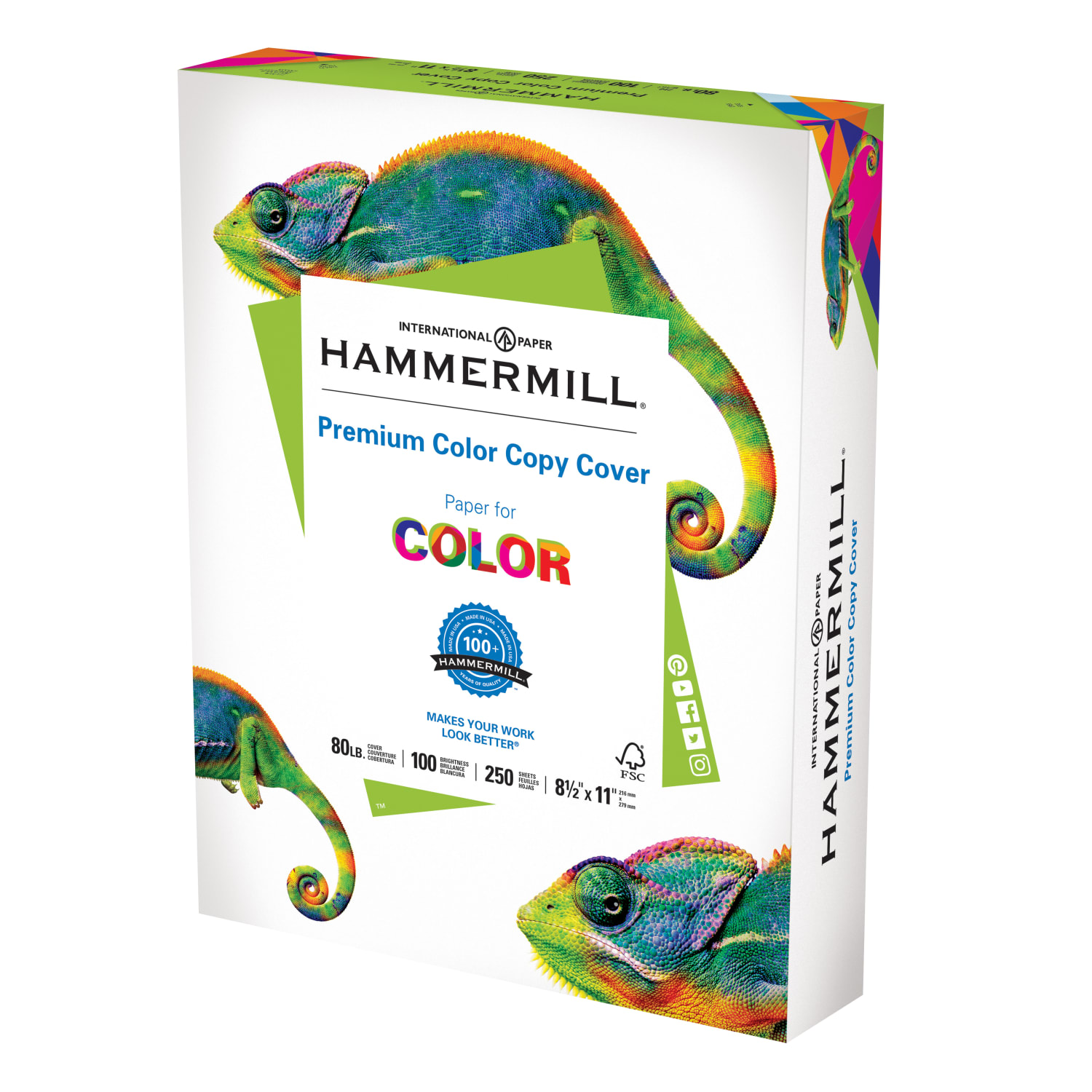 Hammermill Color Card Stock, White, Letter (8.5in x 11in), 80 Lb, Pack Of 250 - Image 3