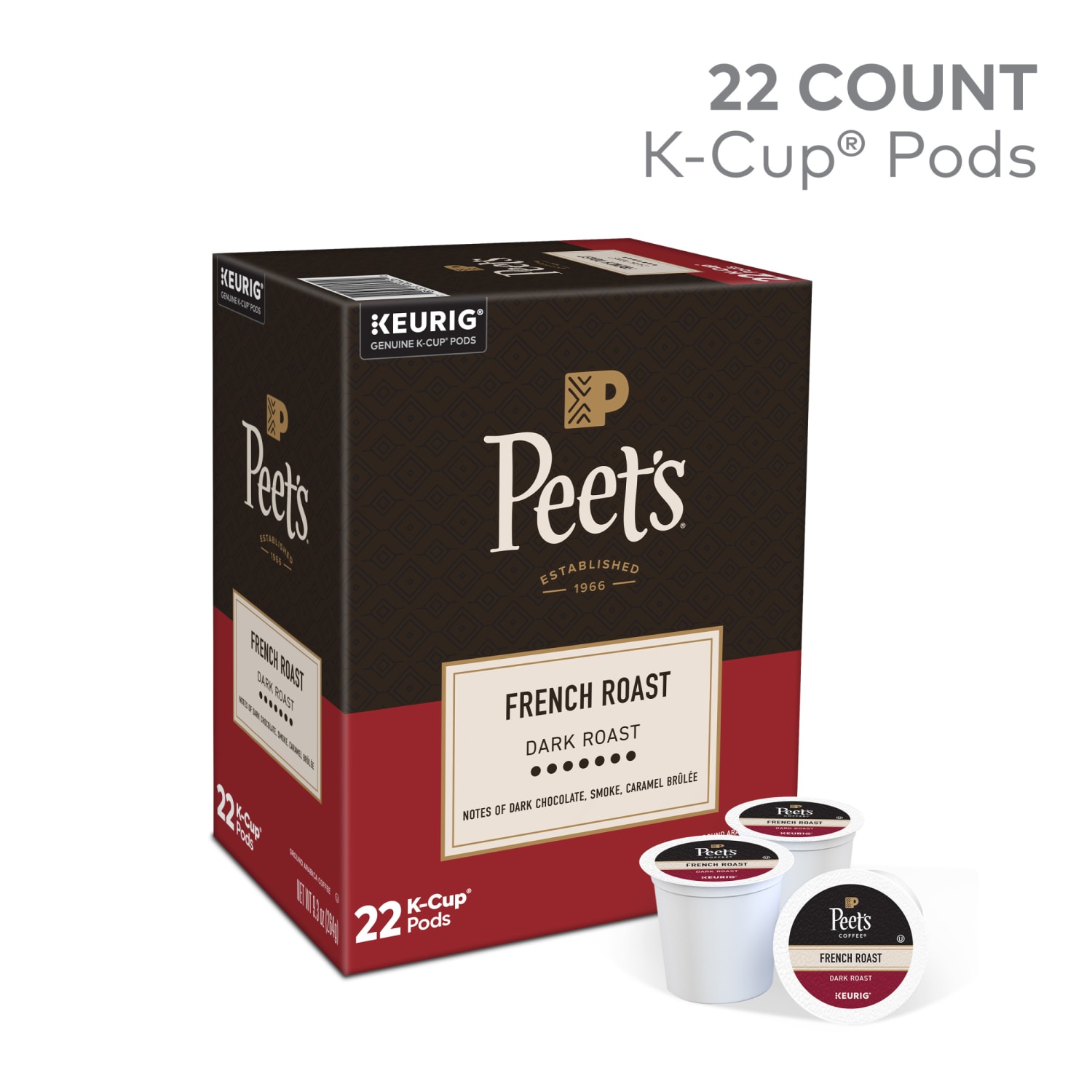 Peets Coffee & Tea Single-Serve Coffee K-Cup Pods, French Roast, Carton Of 22 - Image 3