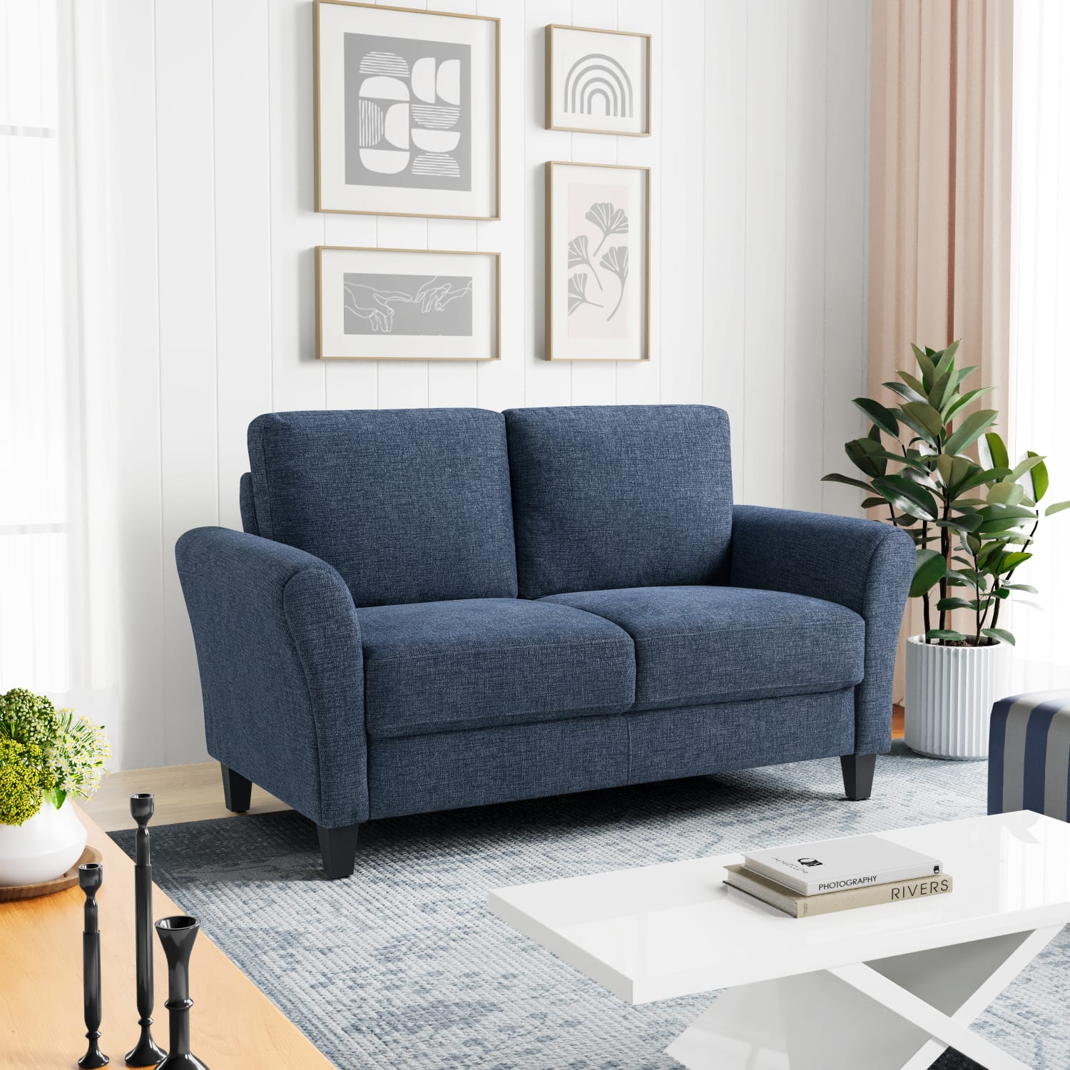 Lifestyle Solutions Winslow Loveseat With Rolled Arms, 32-3/4inH x 59-9/10inW x 31-1/2inD, Blue - Image 3