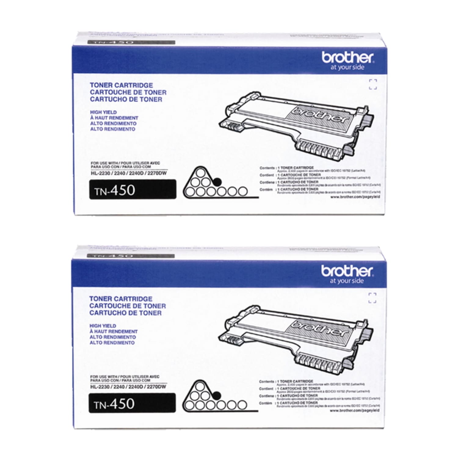 Brother TN-450 Black High Yield Toner Cartridges, Pack Of 2, TN-450-2PKOD - Image 3