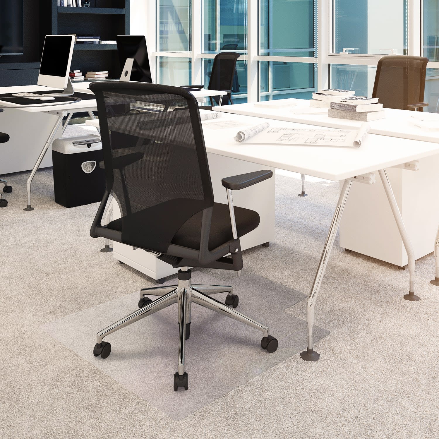 Floortex Advantagemat Vinyl-Lipped Chair Mat for Carpets up to 3/8in, 45in x 53in, Clear