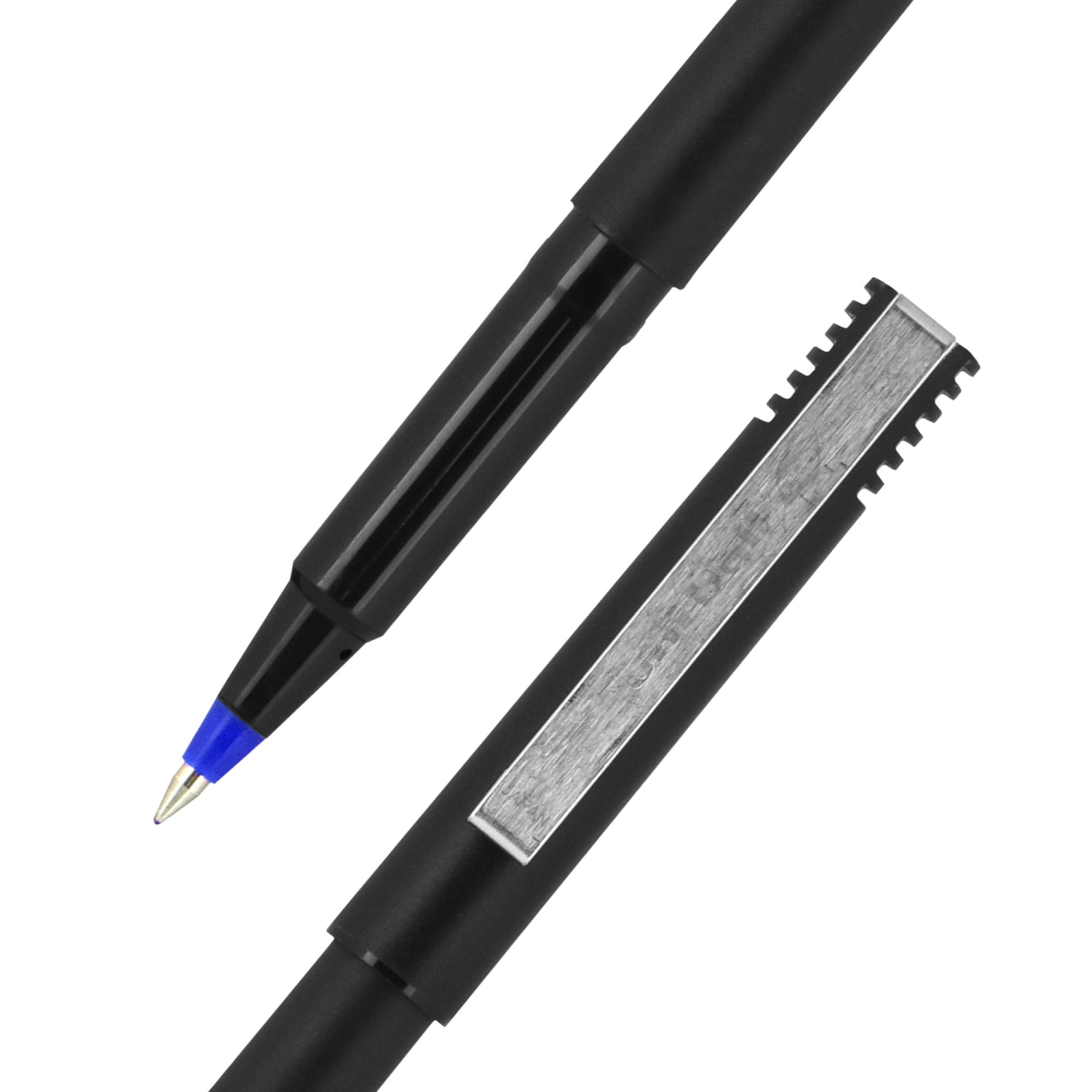 uni-ball Rollerball Pens, Micro Point, 0.5 mm, 80% Recycled, Black Barrel, Blue Ink, Pack Of 12 Pens - Image 3