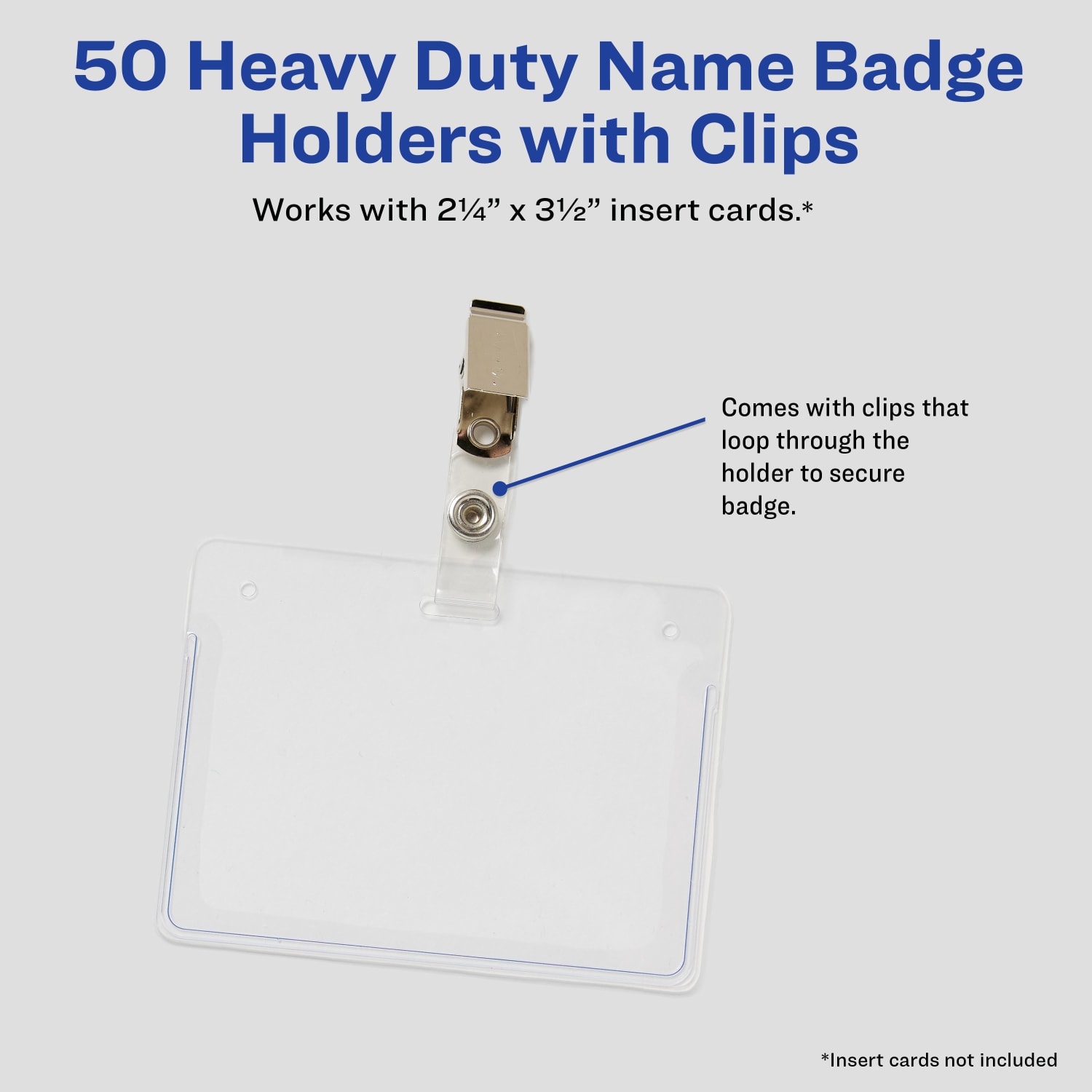 Avery Secure Top Badge Holders, For 2 1/4in x 3 1/2in Badge, Landscape With Clip, Clear, Box Of 50 - Image 4