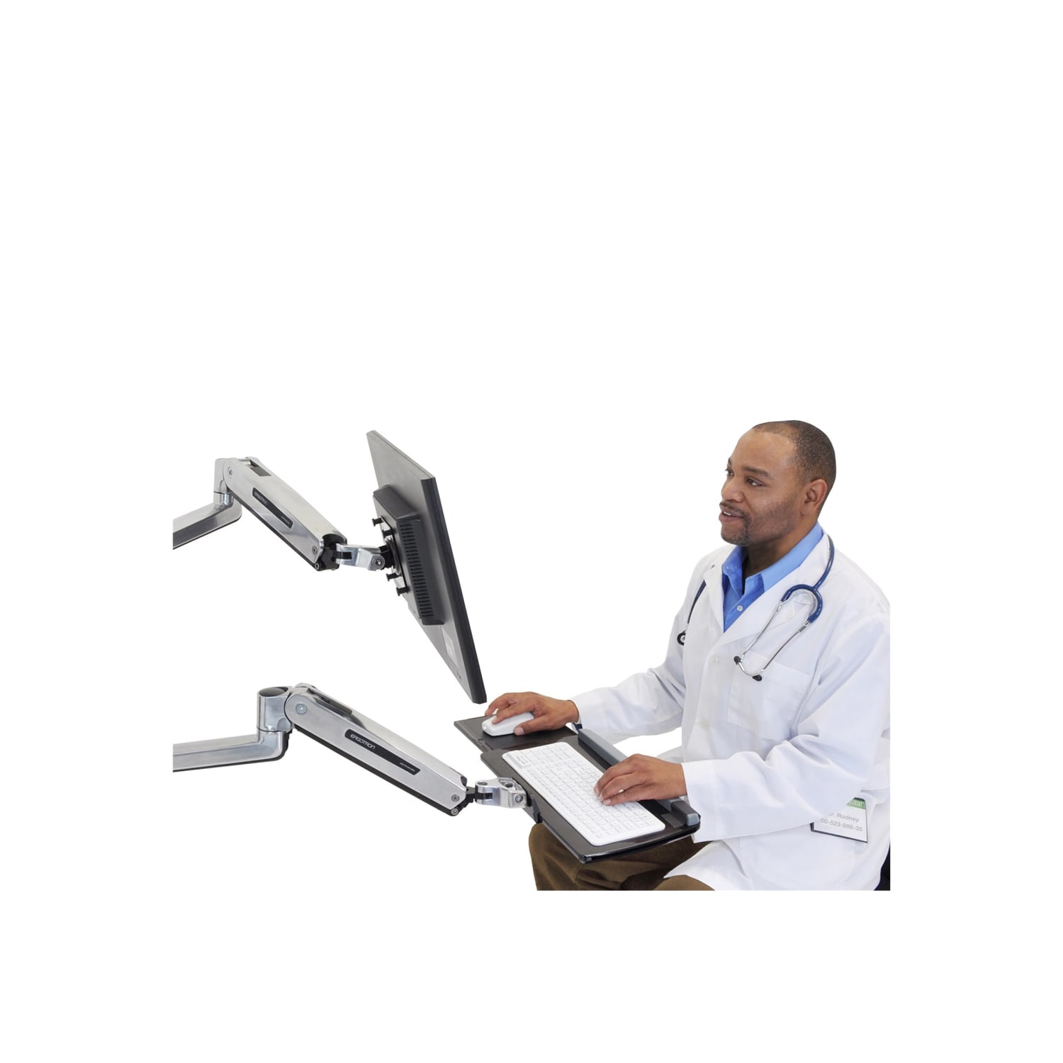 Ergotron LX - Mounting kit (sit-stand arm, extension, base, keyboard tray, slide-out mouse tray, wrist rest, mouse holder) - for keyboard / mouse - polished aluminum - wall-mountable - for P/N: 45-353-026 - Image 3