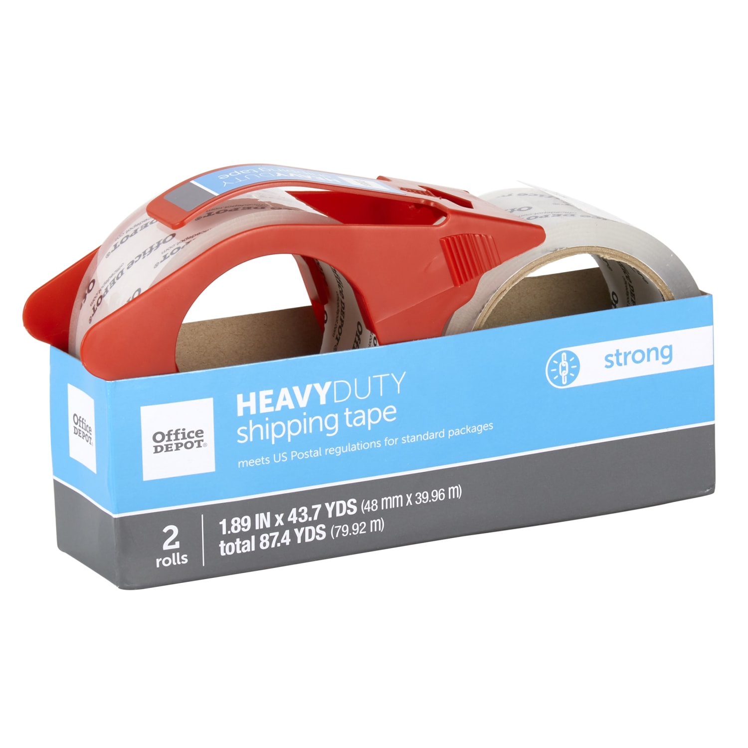 Office Depot Brand Heavy-Duty Shipping Packing Tape With Dispenser, 1.89in x 43.7 Yd., Clear, Pack Of 2 - Image 4