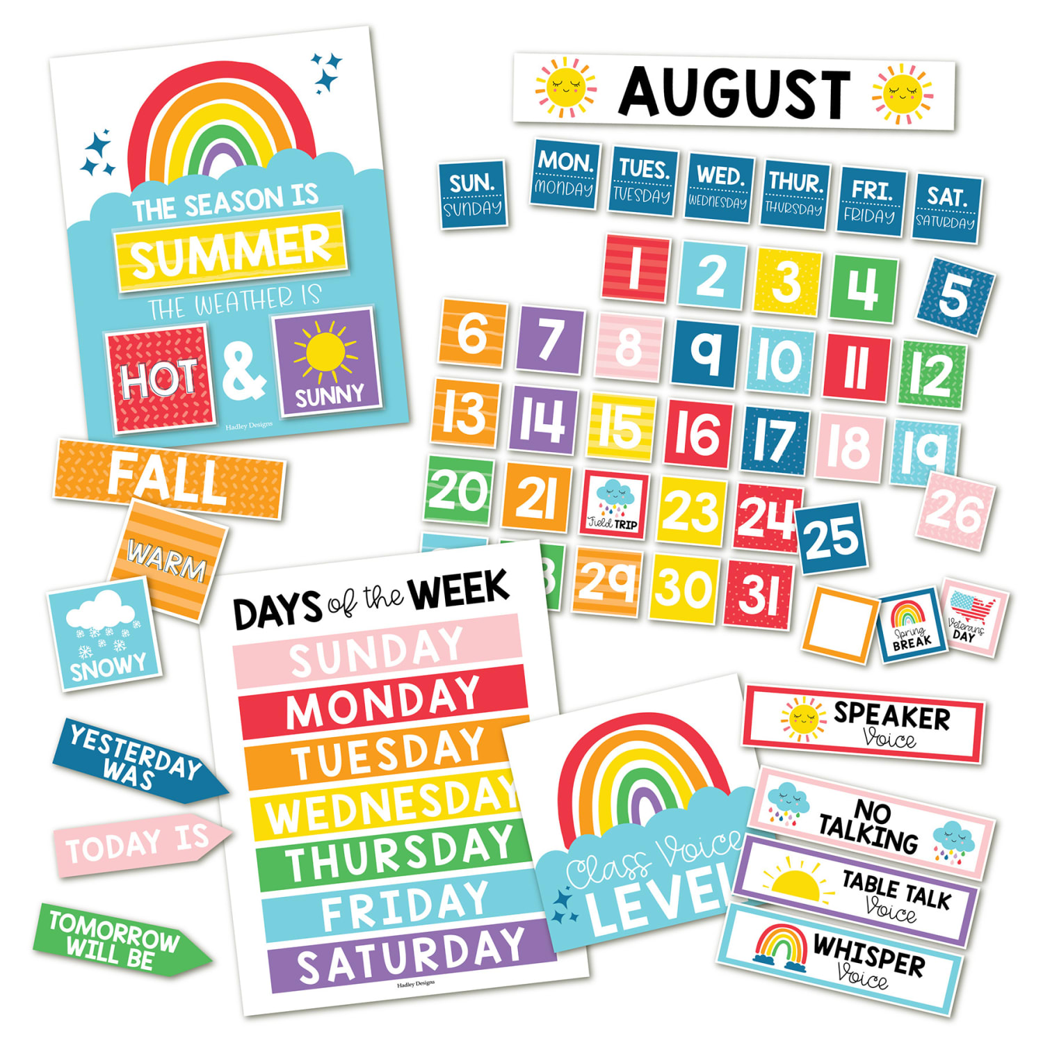 Hadley Designs Rainbow Circle Time Bulletin Board Calendar for Classroom