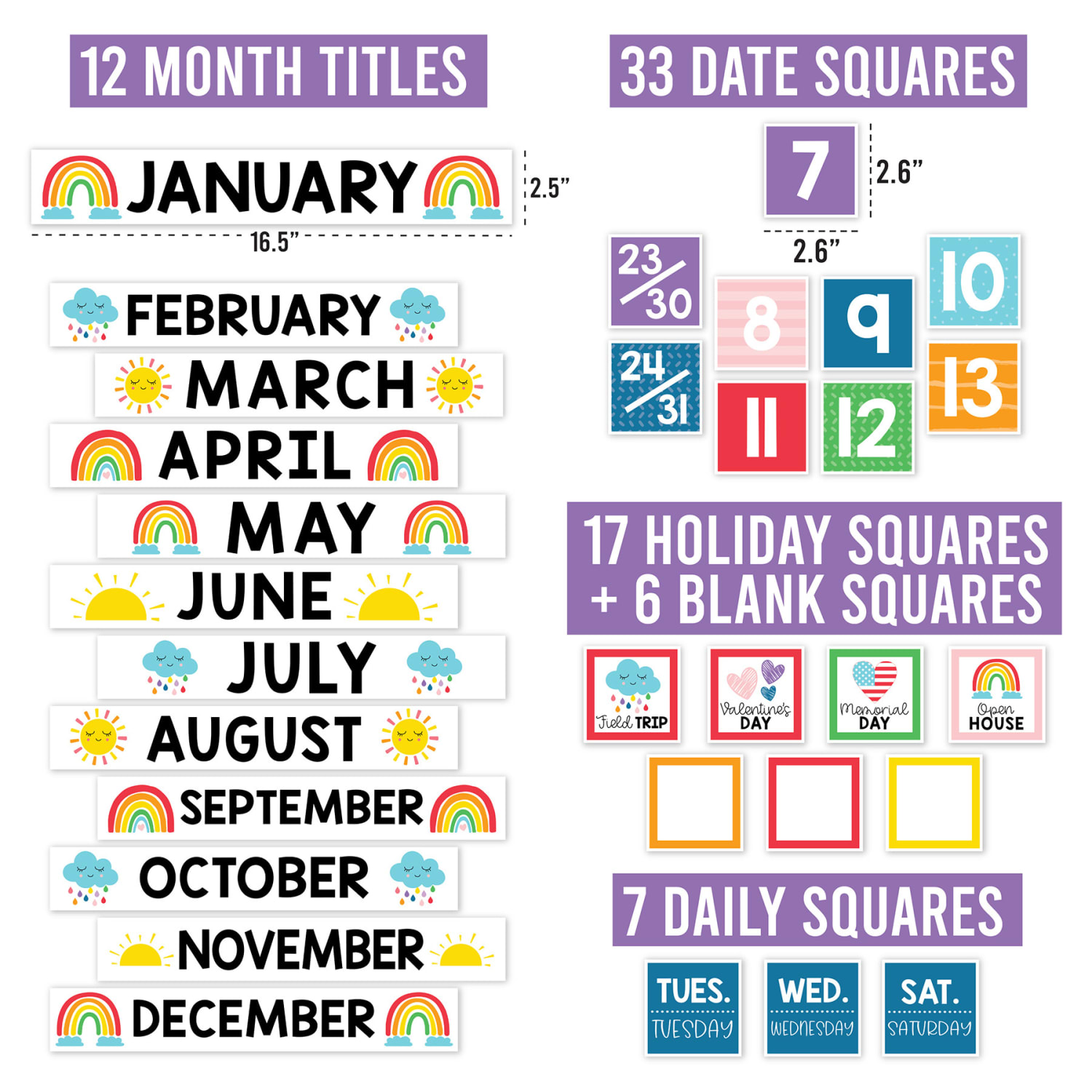 Hadley Designs Rainbow Circle Time Bulletin Board Calendar for Classroom - Image 3