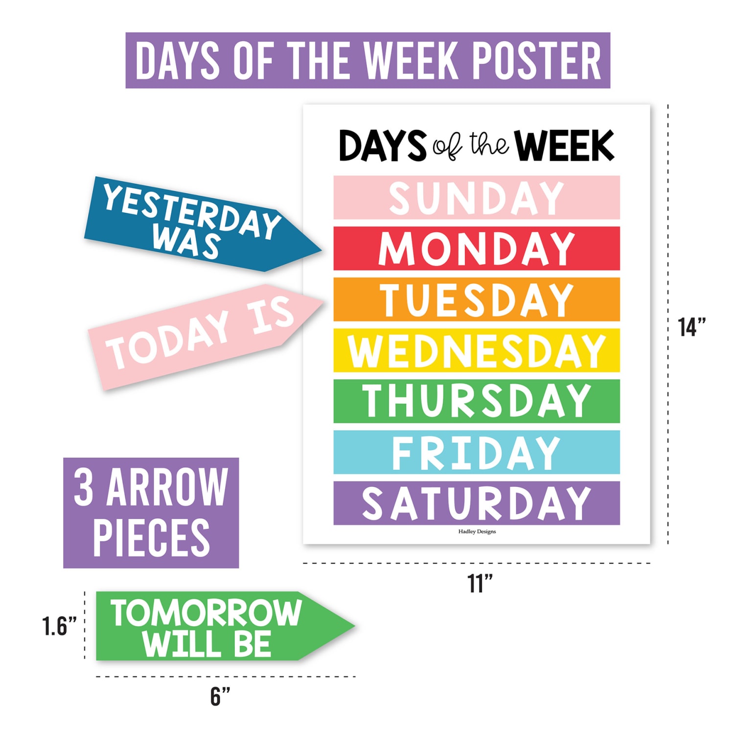 Hadley Designs Rainbow Circle Time Bulletin Board Calendar for Classroom - Image 4