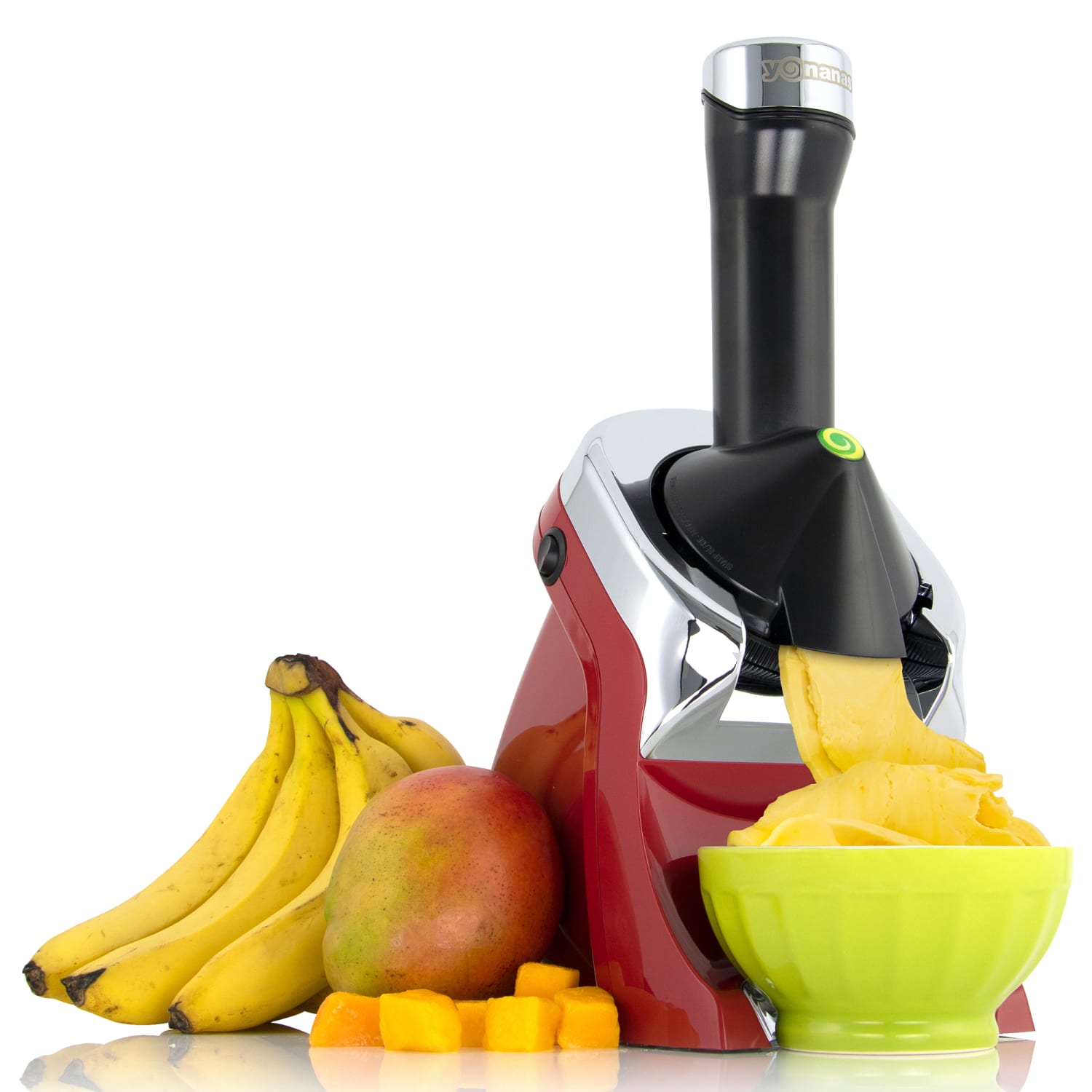 Edgecraft Yonanas Deluxe Non-Dairy Frozen Fruit Soft Serve Dessert Maker, 10-1/4in x 15-5/8in x 6-1/2in, Red - Image 3