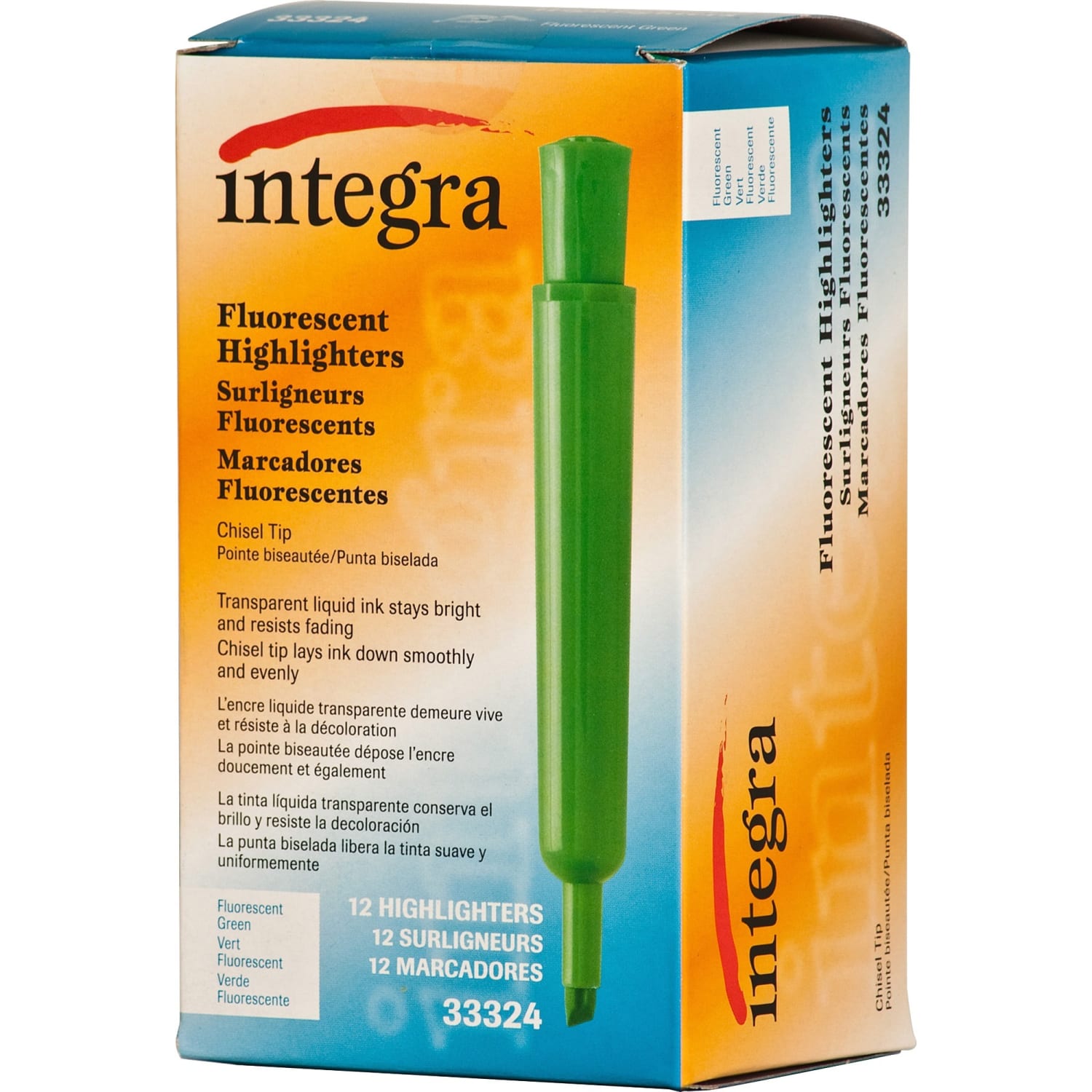 Integra Chisel Desk Liquid Highlighters - Chisel Marker Point Style - Green - 1 Dozen - Image 3