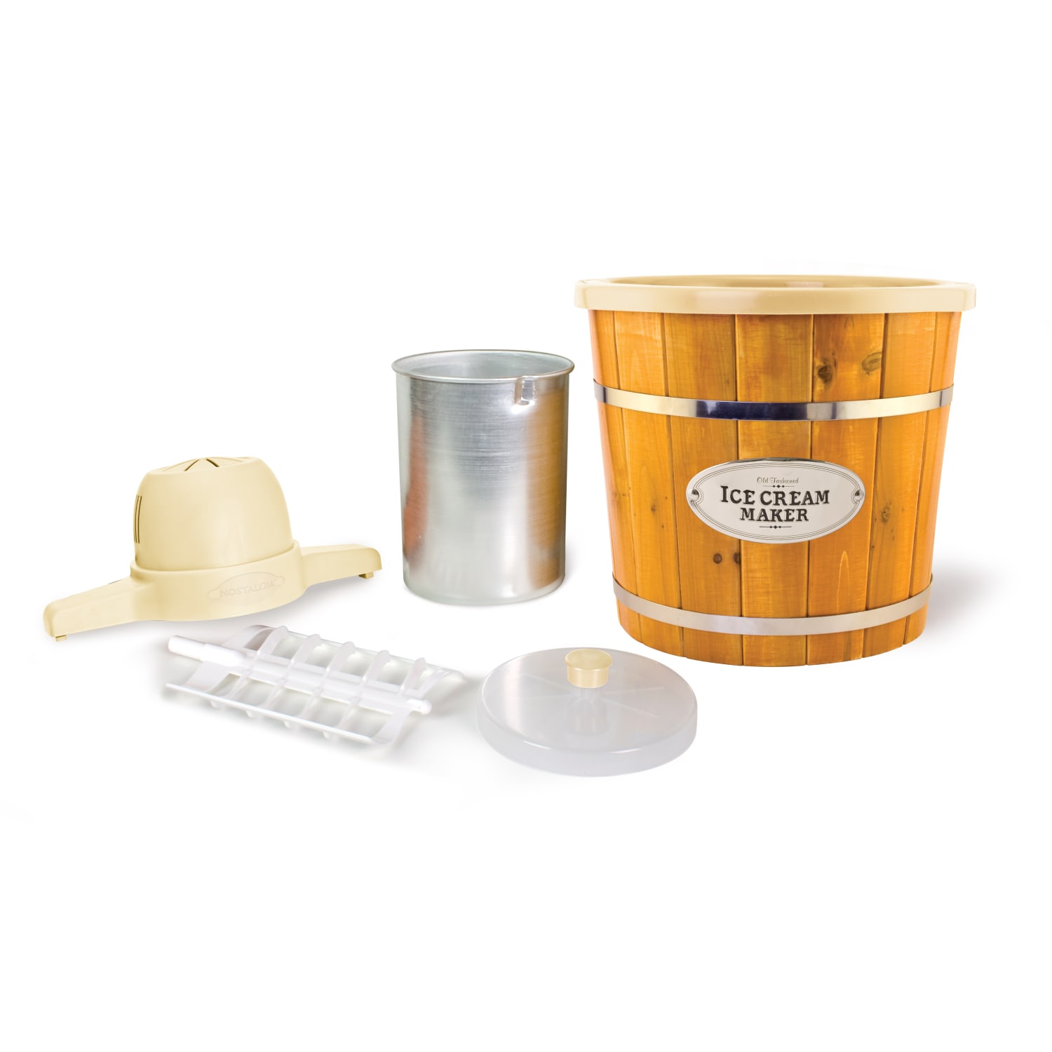 Nostalgia Electrics WICM4L Electric Wood Bucket Ice Cream Maker, Brown - Image 4