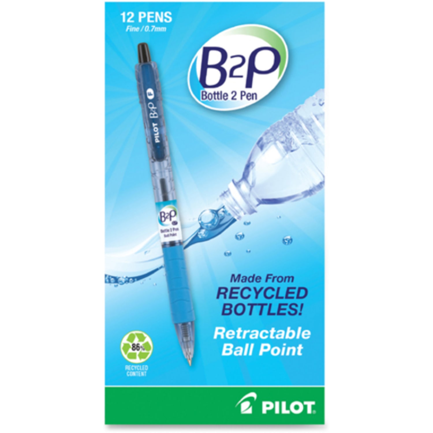 Pilot Bottle To Pen B2P Retractable Ballpoint Pens, Fine Point, 0.7 mm, Black Ink, Pack Of 12 Pens - Image 3