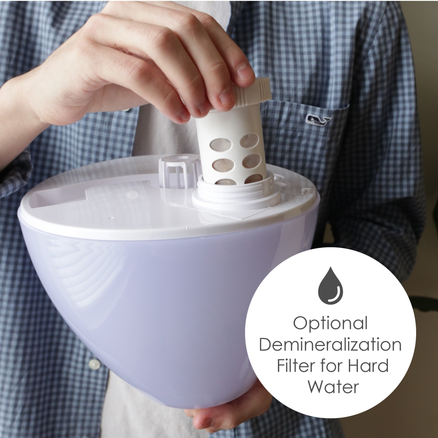 Crane Drop Ultrasonic Cool Mist Humidifier, 1 Gallon, 8-5/8inH x 8-5/8inW x 13-3/8inD, White - Image 6