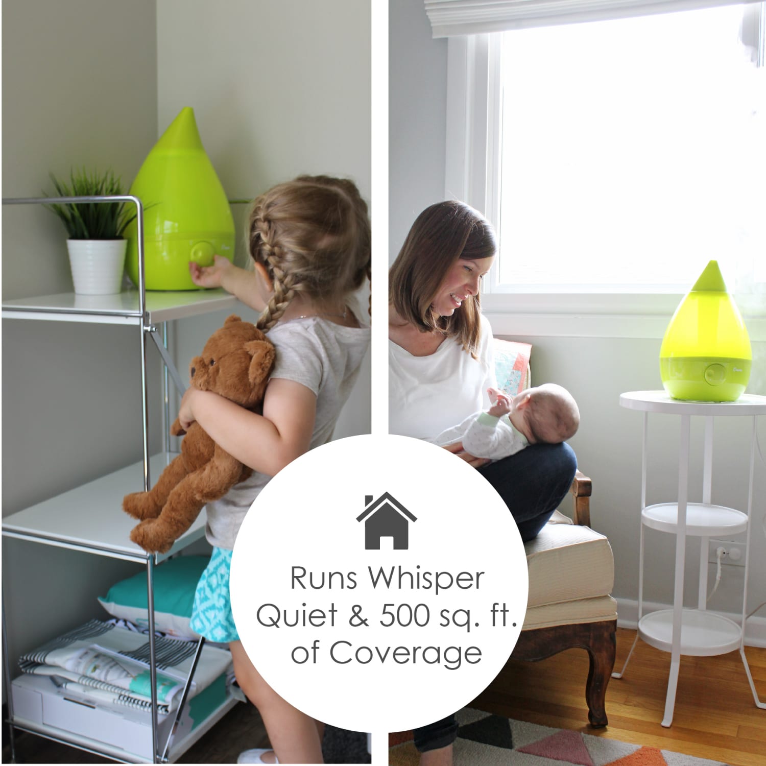 Crane Drop Ultrasonic Cool Mist Humidifier, 1 Gallon, 8-5/8inH x 8-5/8inW x 13-3/8inD, Green - Image 3