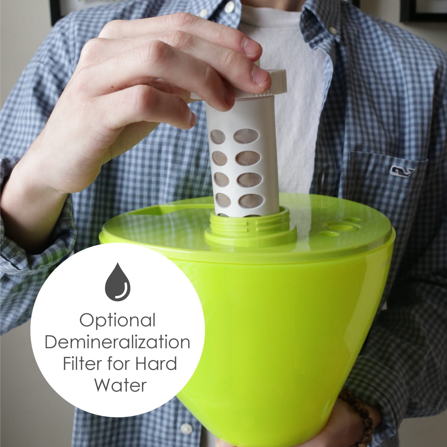 Crane Drop Ultrasonic Cool Mist Humidifier, 1 Gallon, 8-5/8inH x 8-5/8inW x 13-3/8inD, Green - Image 4