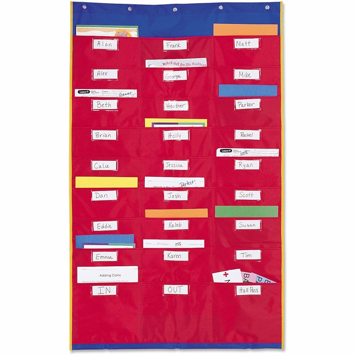 Learning Resources Organization Station Pocket Chart, 45in x 28 1/4in, Red/Blue, Grade 1 - Grade 3 - Image 5