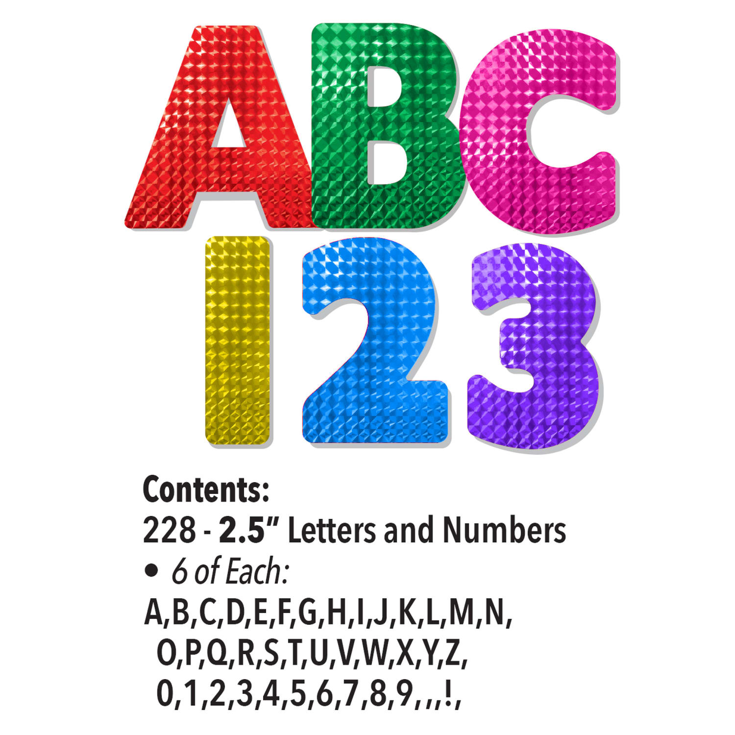 ArtSkills 100% Recycled Quick Letters, 2in, Assorted Holographic Colors, Pack Of 216 - Image 5