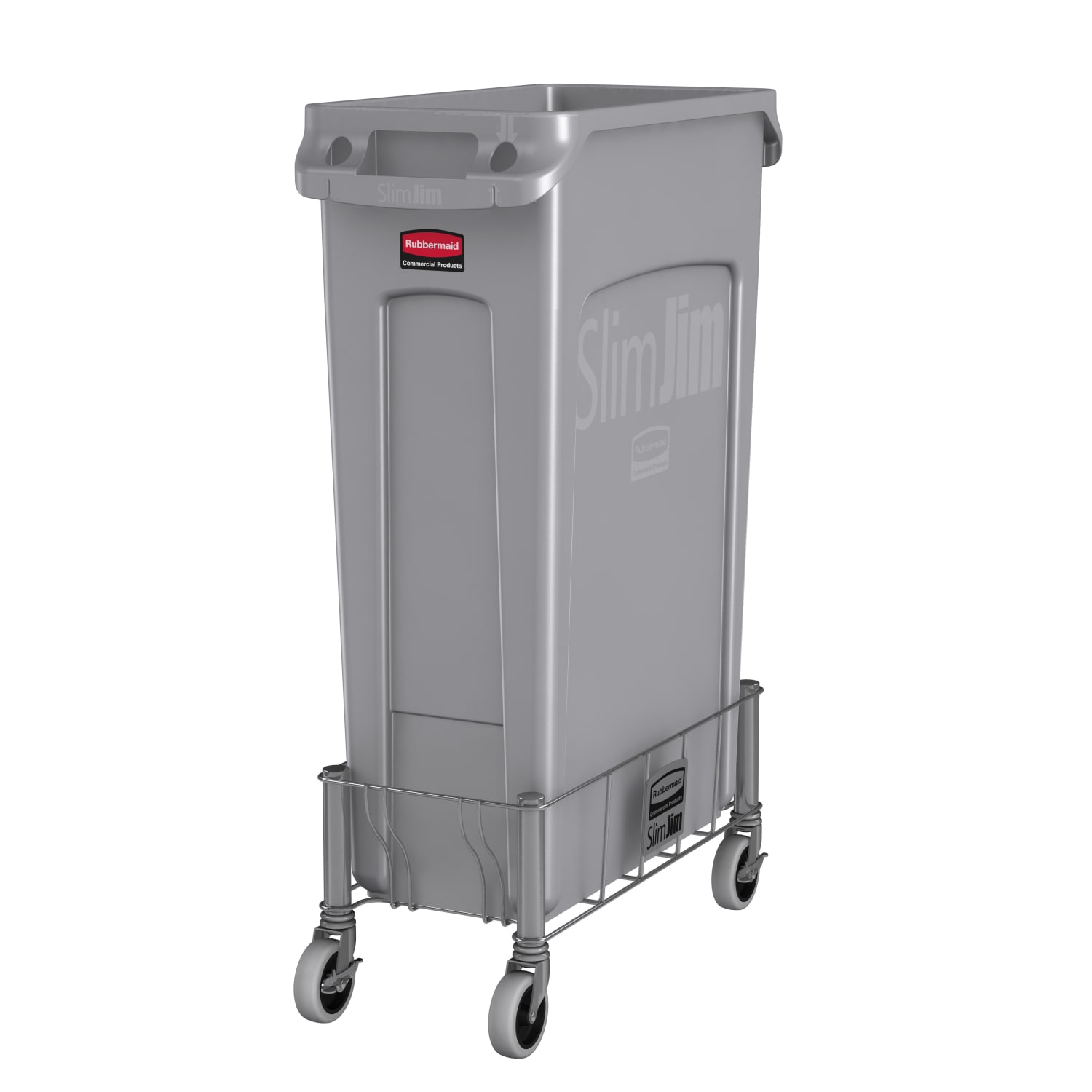 Rubbermaid Vented Slim Jim Stainless Steel Dolly, Single, 9inH - Image 4