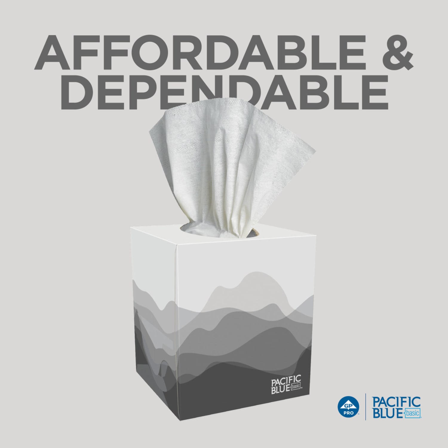 Pacific Blue Basic 2-Ply Facial Tissues, Cube Box, White, 100% Recycled Fiber, 86 Tissues Per Box, 36 Boxes Per Case - Image 6