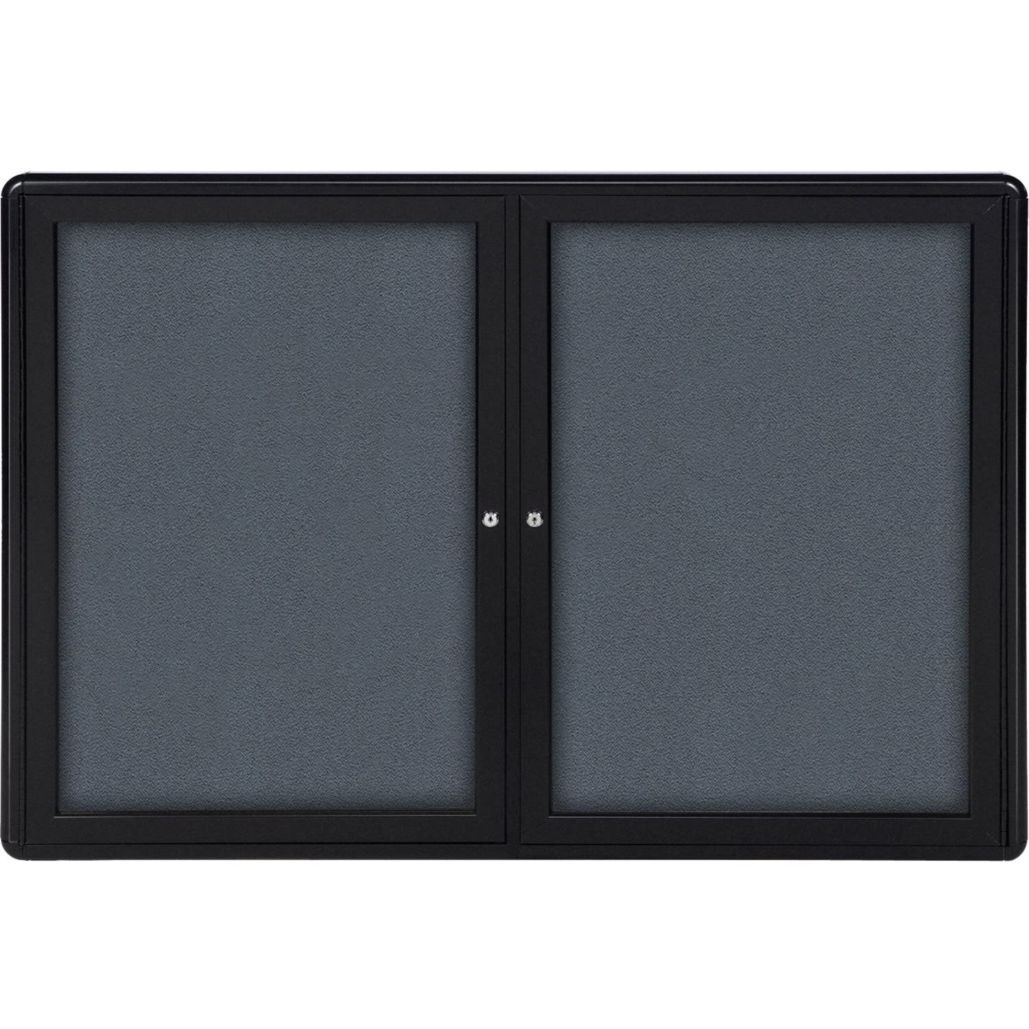 Ghent Ovation 2-Door Enclosed Fabric Tackboard, 34in x 47in, Gray, Black Aluminum Frame - Image 3
