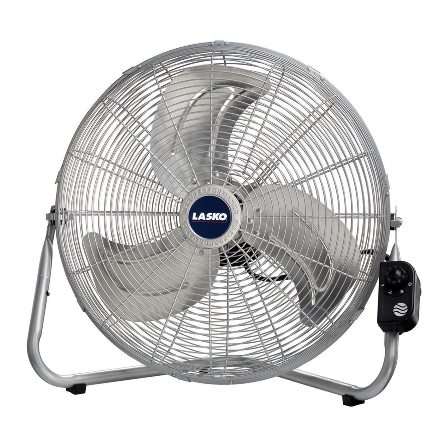 Lasko Portable Fan, 20in Fan Diameter, 3 Speed, Energy Efficient, Pivoting Head, 22inH x 22inW, Rubber, Steel, Silver