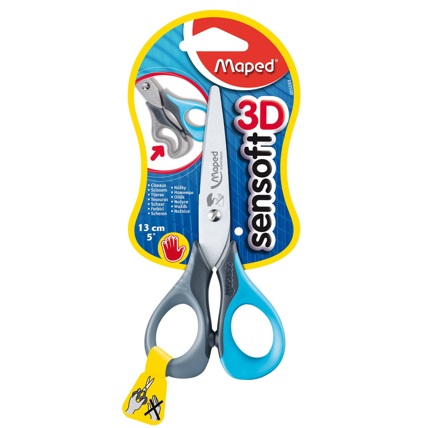 Maped Sensoft Left-Handed Scissors With Flexible Handles, 5in, Blunt, Blue/Gray, Pack Of 12 - Image 3