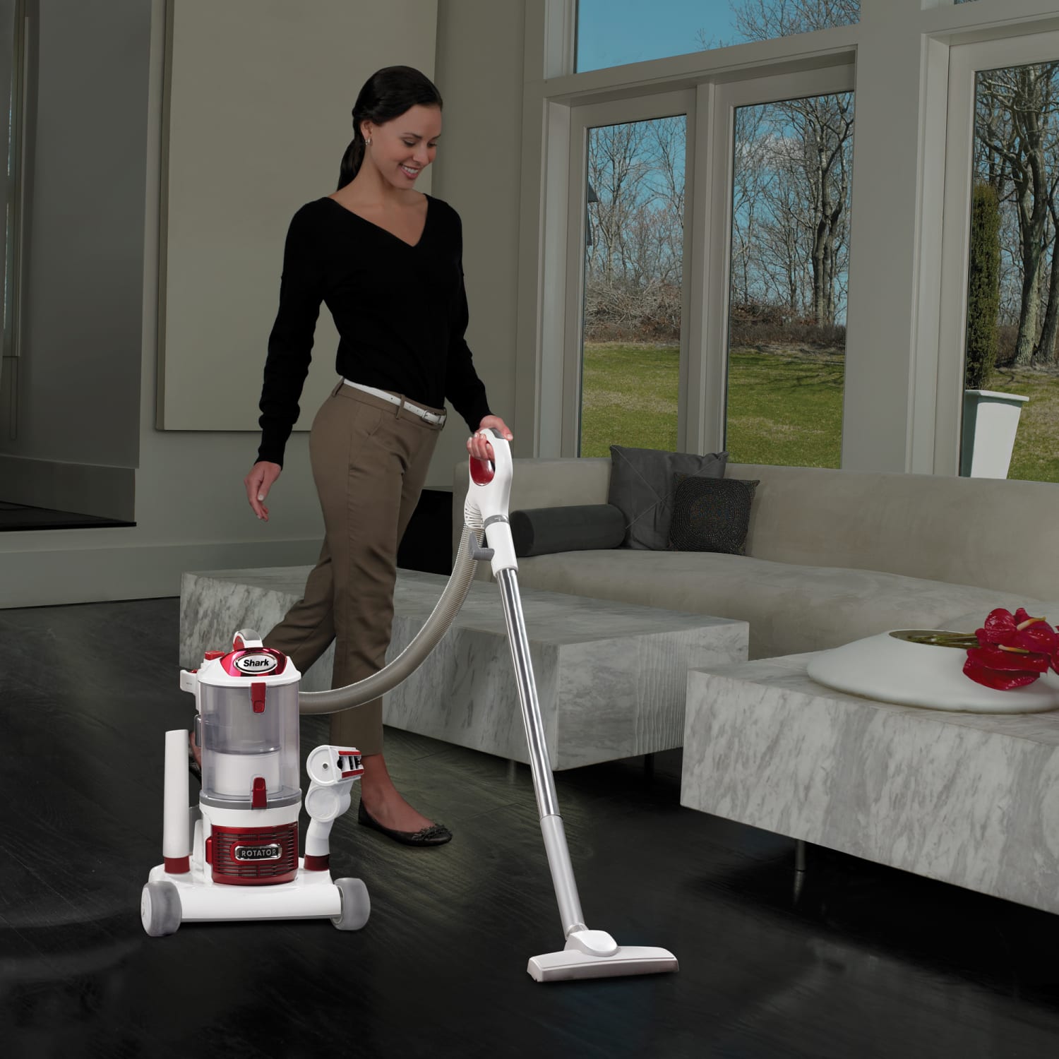 Shark Rotator Lift-Away HEPA Bagless Upright Vacuum, White/Red - Image 3