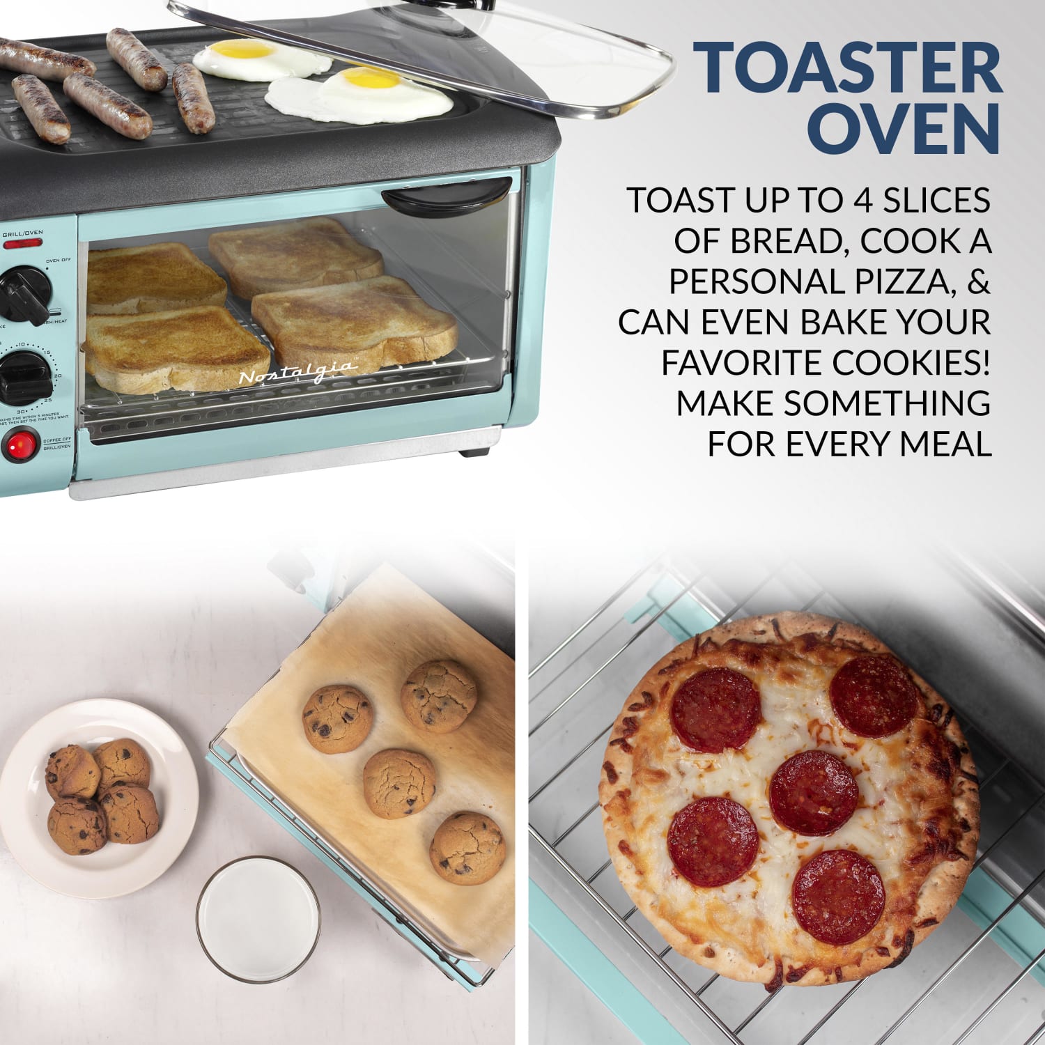 Nostalgia Electrics Retro 3-in-1 Family-Size Breakfast Station, Aqua - Image 5