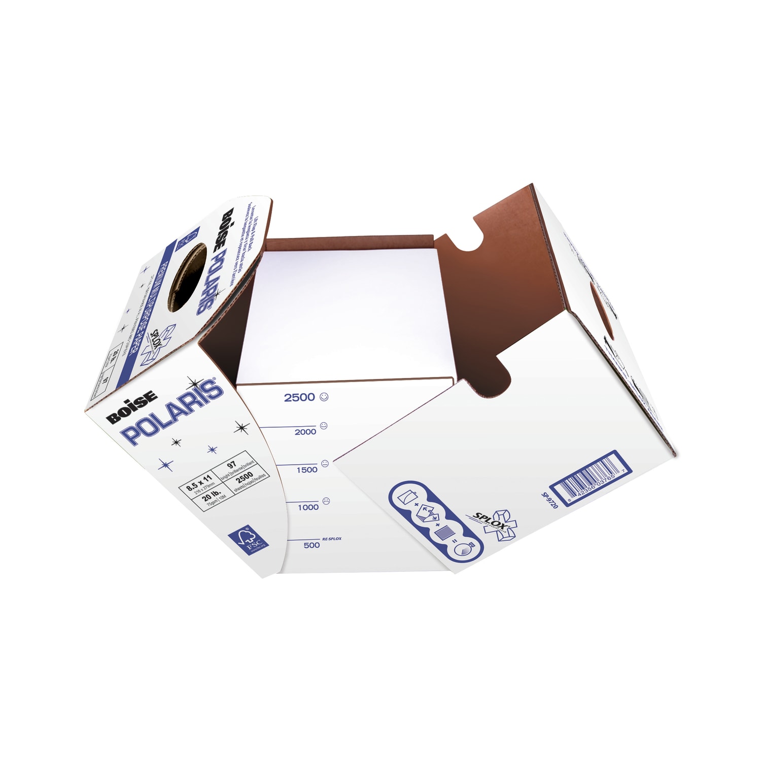 Boise SPLOX Speed-Loading Reamless Copy Paper, 5 Reams, White, Letter (8.5in x 11in), 2500 Sheets Per Case, 20 Lb, 97 Brightness, FSC Certified - Image 3