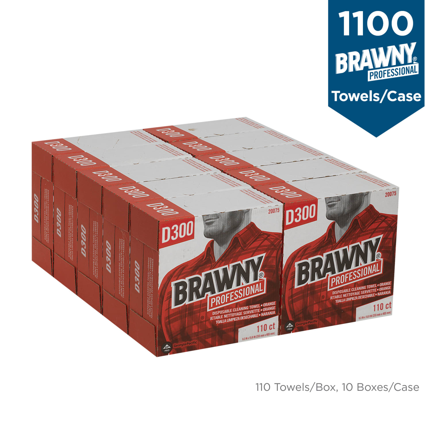 Brawny Professional by GPPRO D300 Disposable Cleaning Towels, 9.25in x 16in, 110 Towels Per Box, White - Image 5
