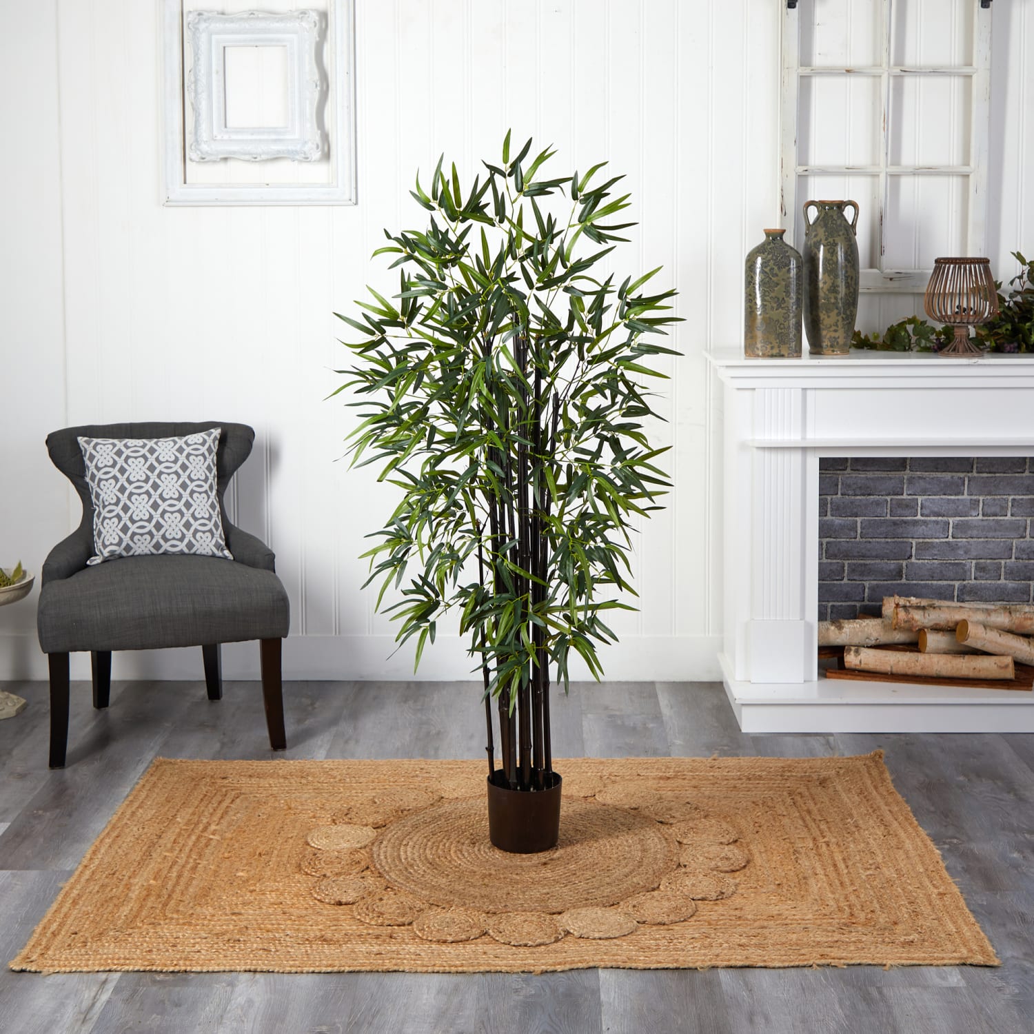 Nearly Natural Black Bamboo 60inH Plastic Tree With Pot, 60inH x 31-1/2inW x 31-1/2inD, Green - Image 6