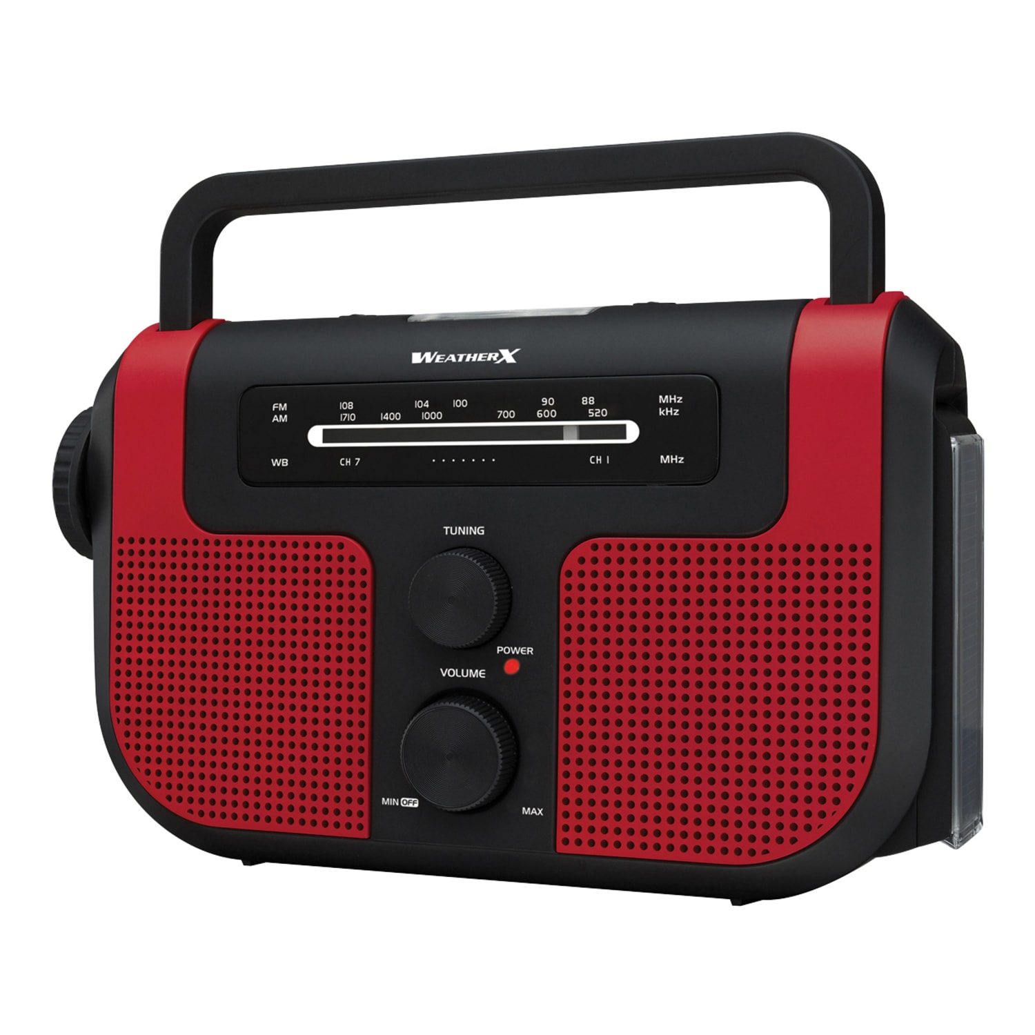 DPI WeatherX WR383R Weather And Alert Handheld Radio With AM/FM Radio, Black/Red