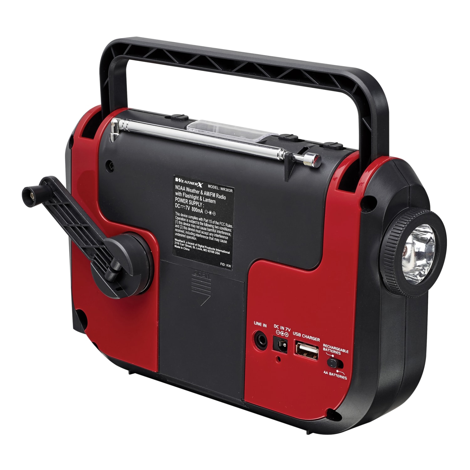 DPI WeatherX WR383R Weather And Alert Handheld Radio With AM/FM Radio, Black/Red - Image 4