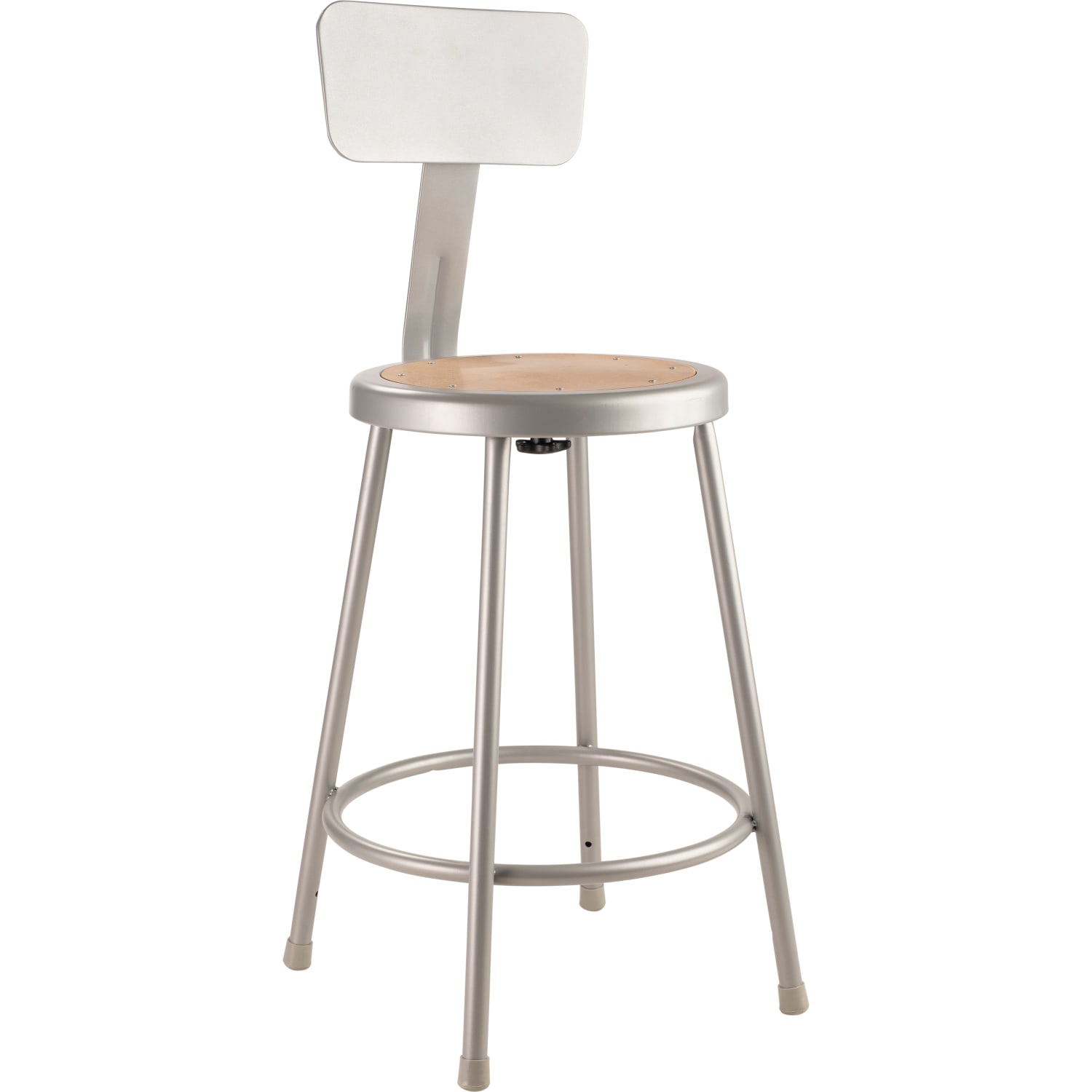 National Public Seating Hardboard Stool With Back, 24inH, Gray