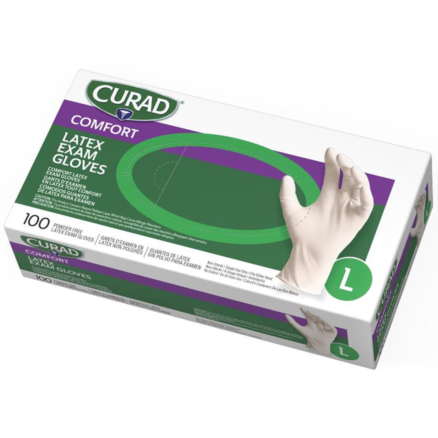 Medline Curad Powder-Free Latex Exam Gloves, Large, Box Of 100 Gloves - Image 3